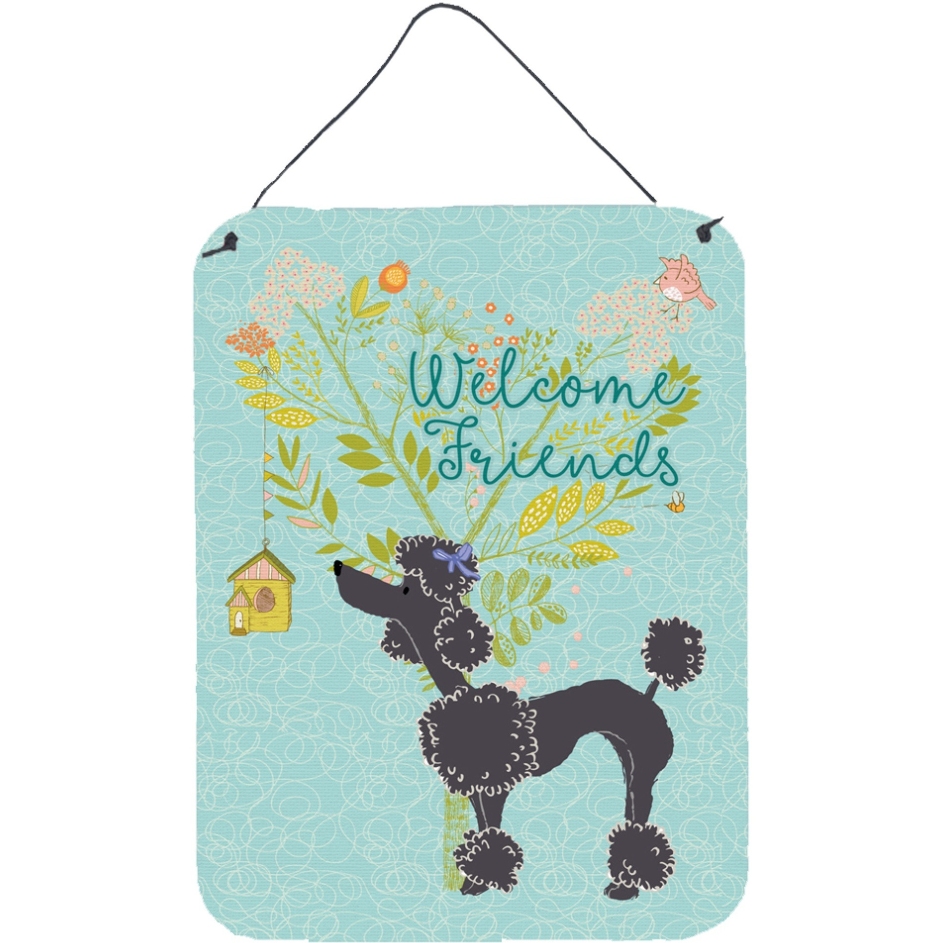 &quotCaroline's Treasures Welcome Friends Black Poodle Metal Print, 16h x 12w, Multicolor"