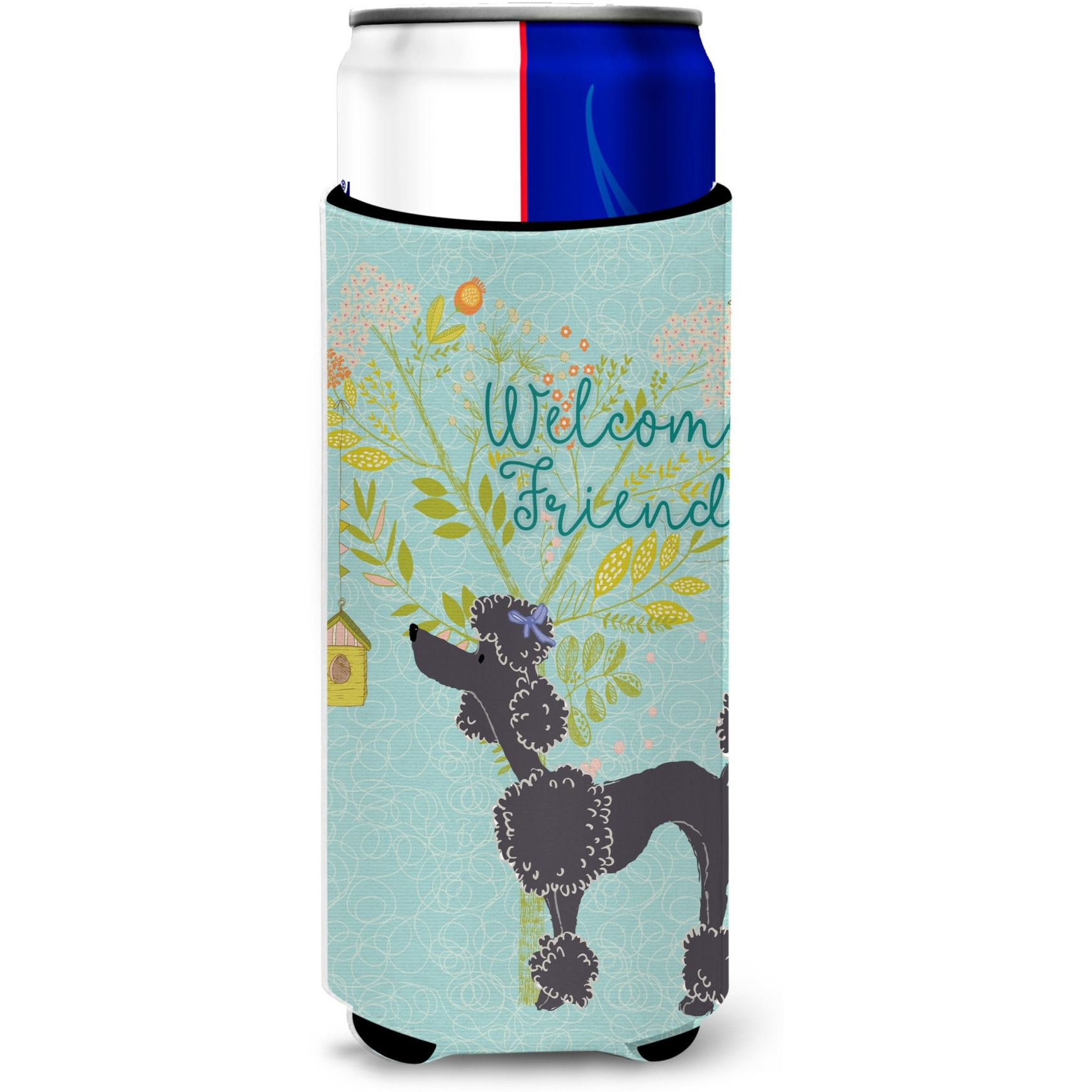 &quotCaroline's Treasures Welcome Friends Black Poodle Decorative Can Hugger, Multicolor"