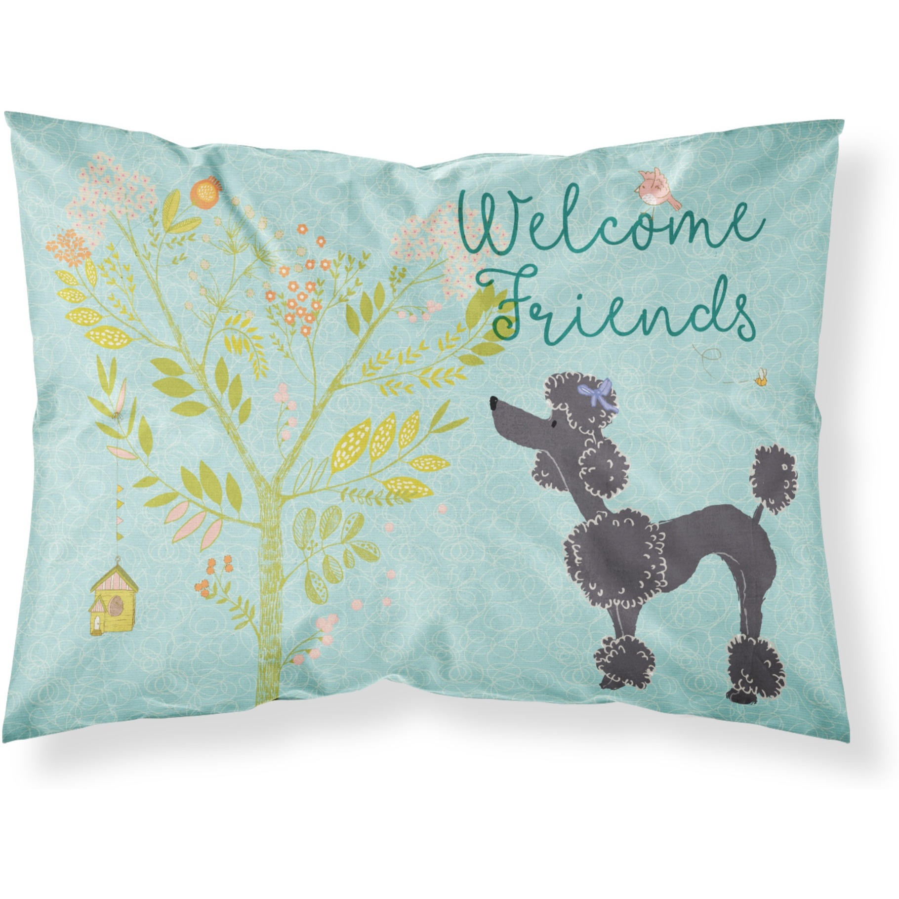 &quotCaroline's Treasures Welcome Friends Black Poodle Pillowcase, Standard,"