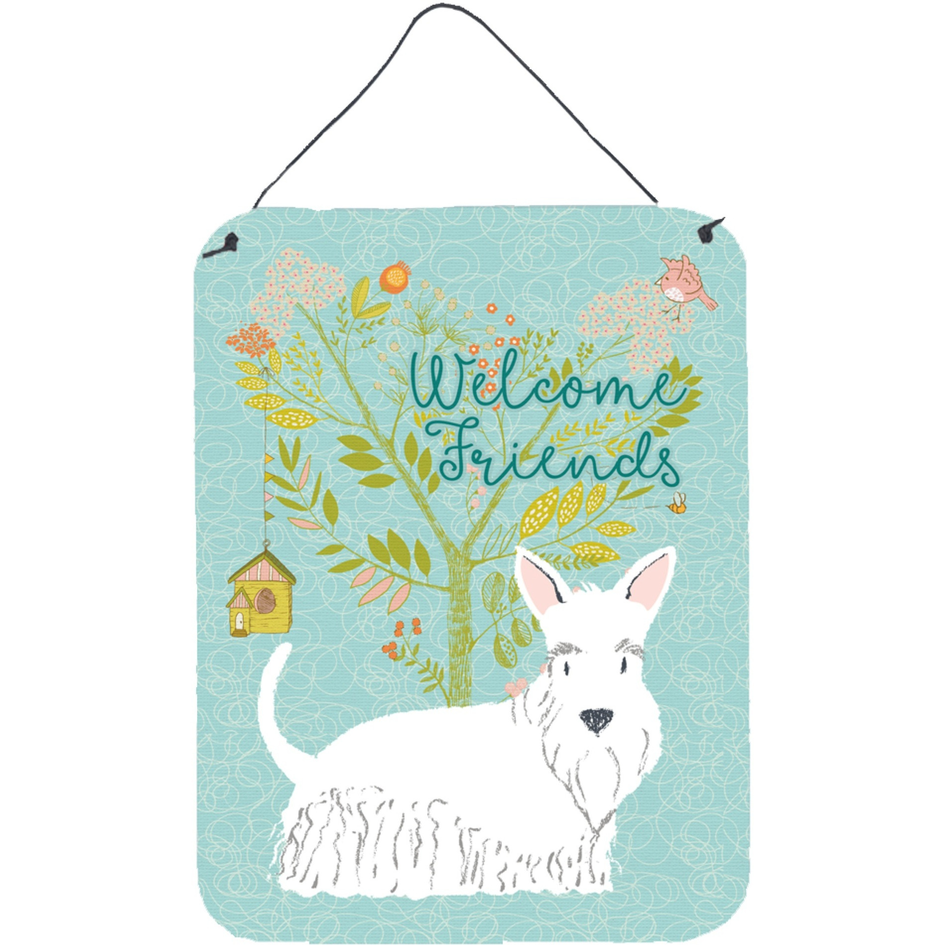 &quotCaroline's Treasures Welcome Friends White Scottish Terrier Metal Print, 16h x 12w, Multicolor"