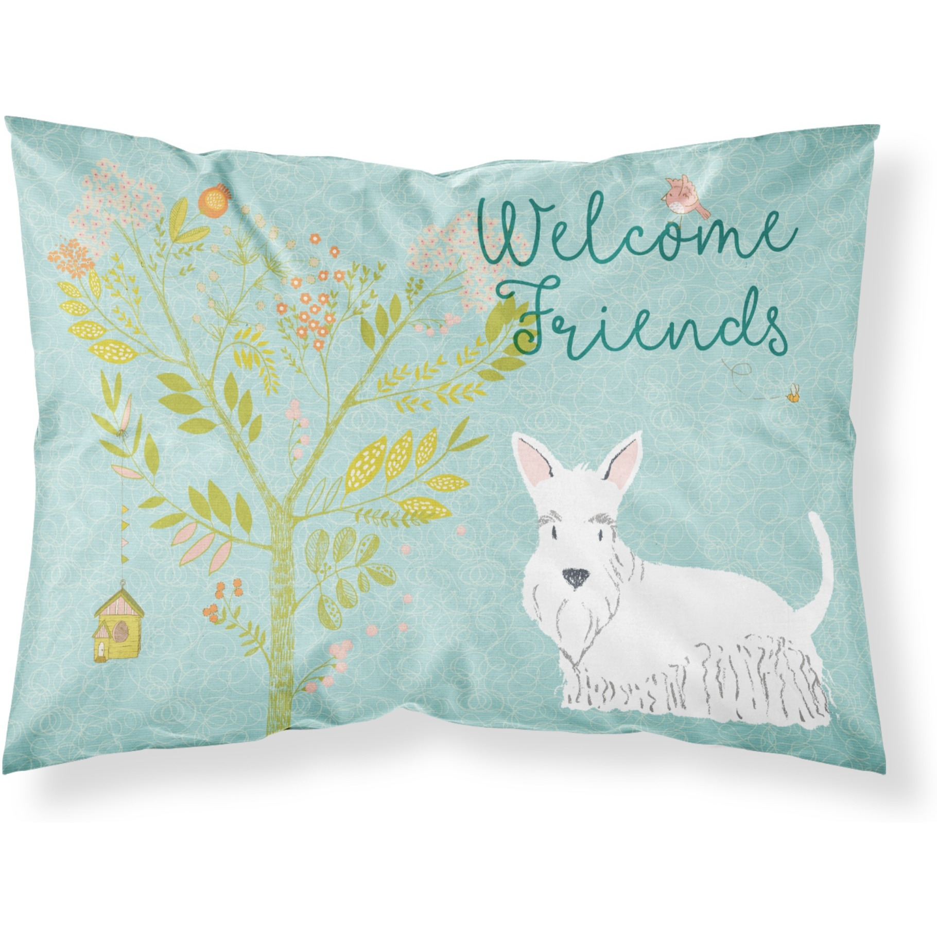 &quotCaroline's Treasures Welcome Friends White Scottish Terrier Pillowcase, Standard"