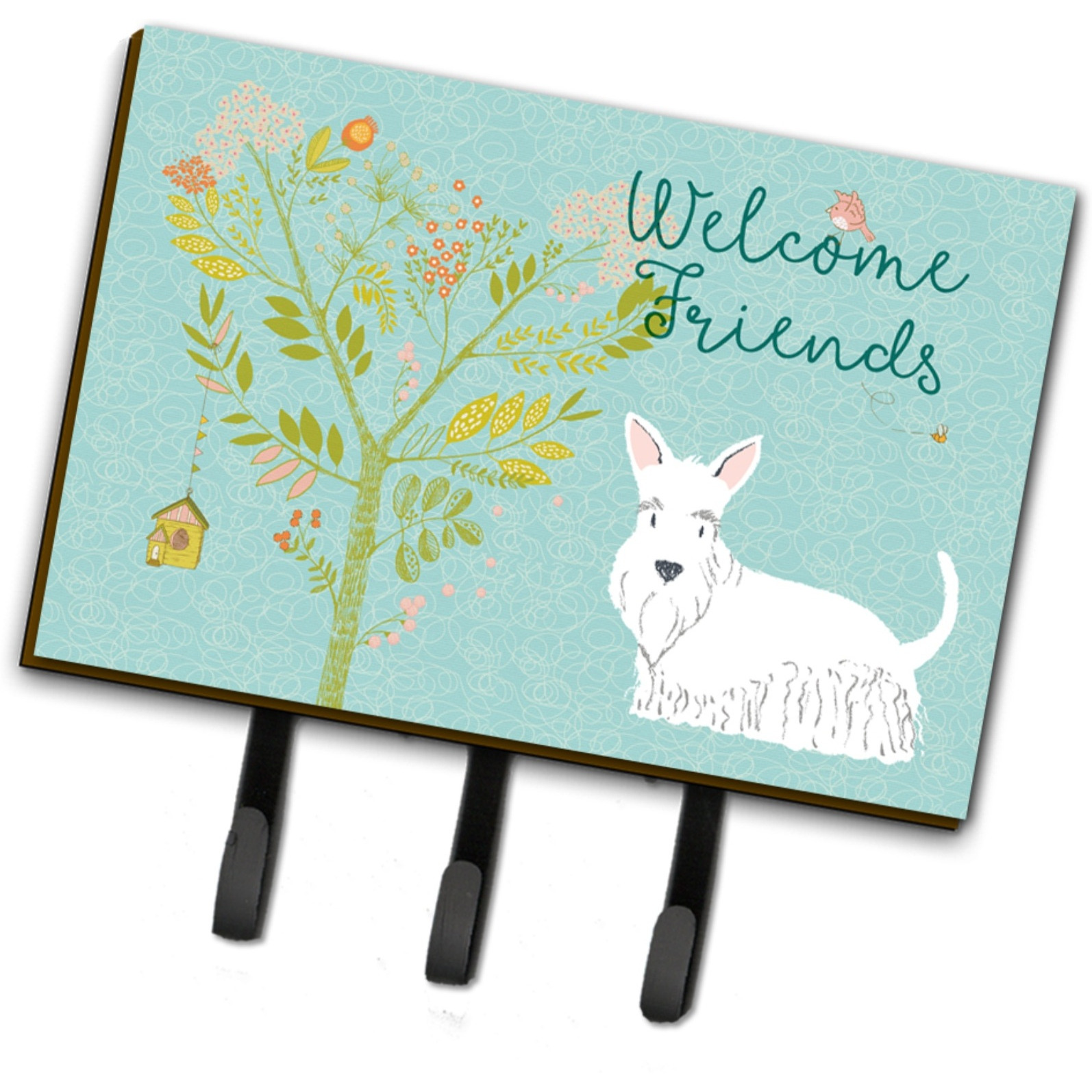 &quotCaroline's Treasures Welcome Friends White Scottish Terrier Wall Hook, Triple"