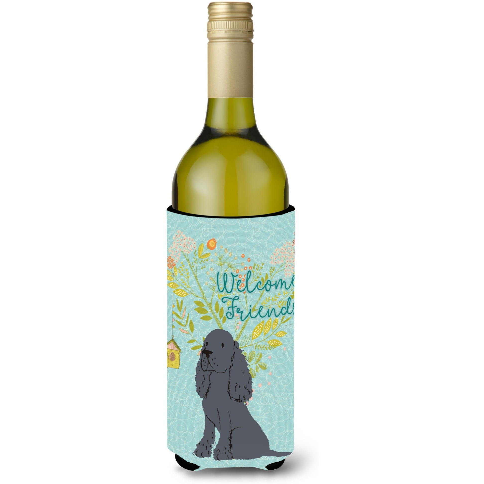 &quotCaroline's Treasures Welcome Friends Black Cocker Spaniel Decorative Bottle Hugger, 750 ml, Multicolor"