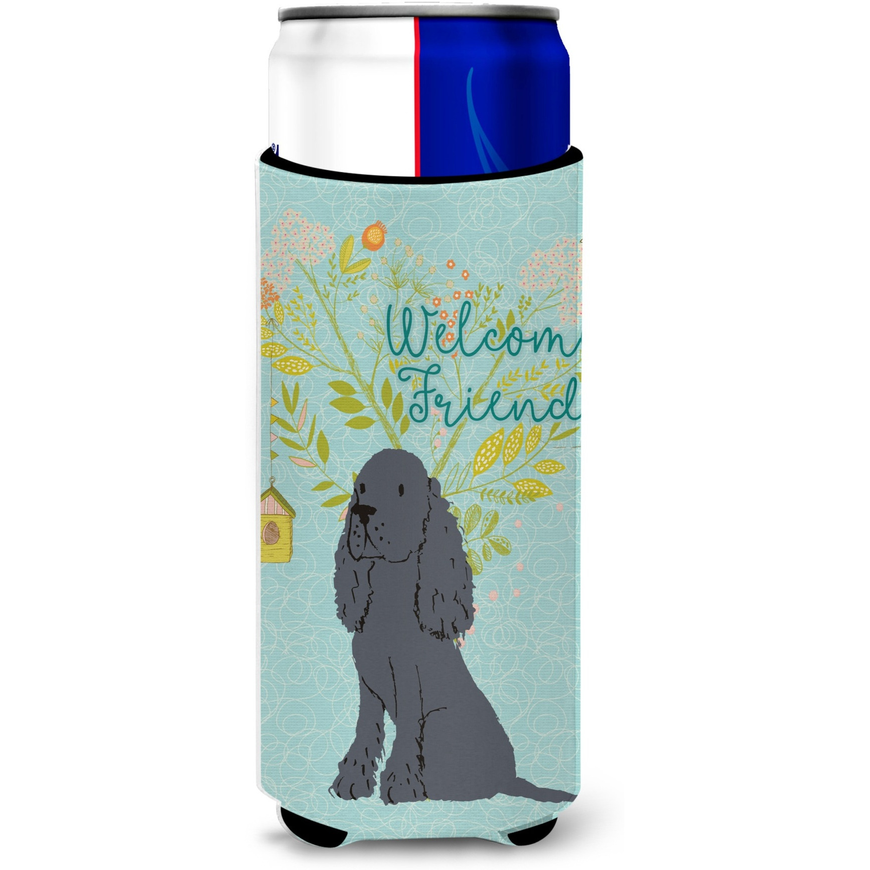 &quotCaroline's Treasures Welcome Friends Black Cocker Spaniel Decorative Can Hugger, Multicolor"