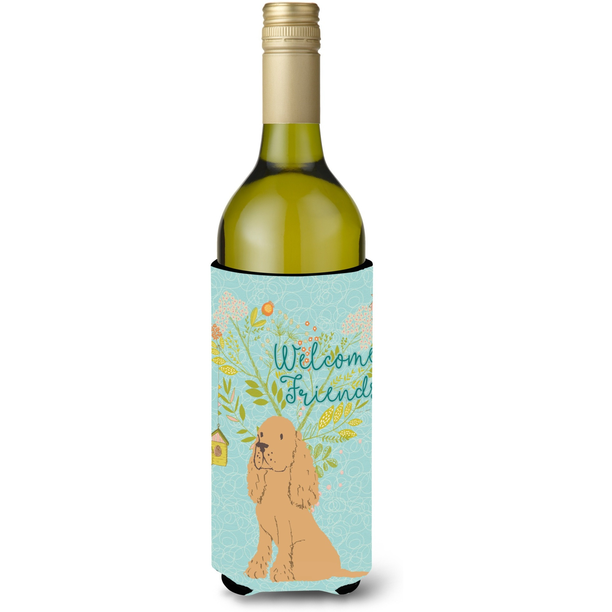 &quotCaroline's Treasures Welcome Friends Buff Cocker Spaniel Decorative Bottle Hugger, 750 ml, Multicolor"