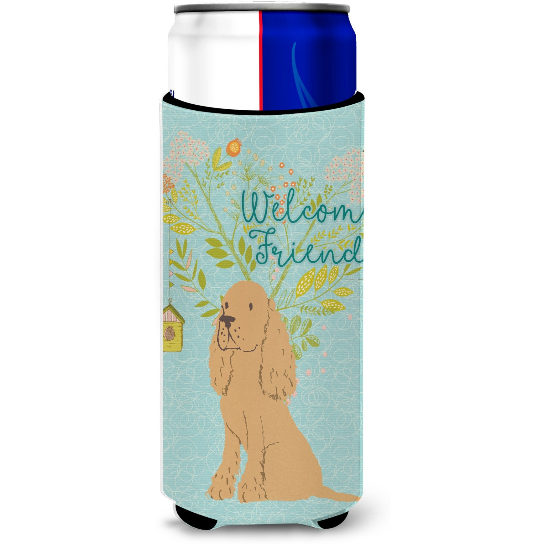 &quotCaroline's Treasures Welcome Friends Buff Cocker Spaniel Decorative Can Hugger, Multicolor"