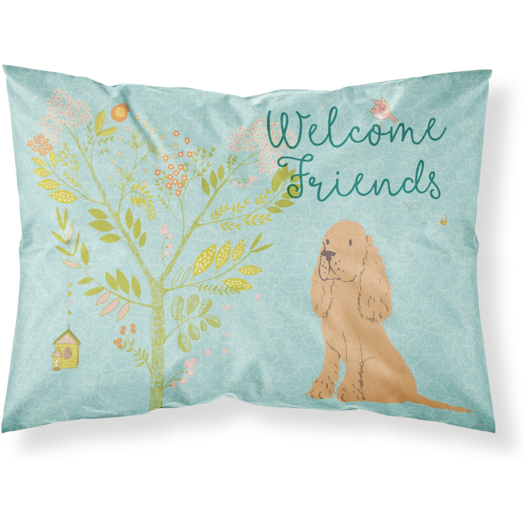 &quotCaroline's Treasures Welcome Friends Buff Cocker Spaniel Pillowcase, Standard, Multicolor"