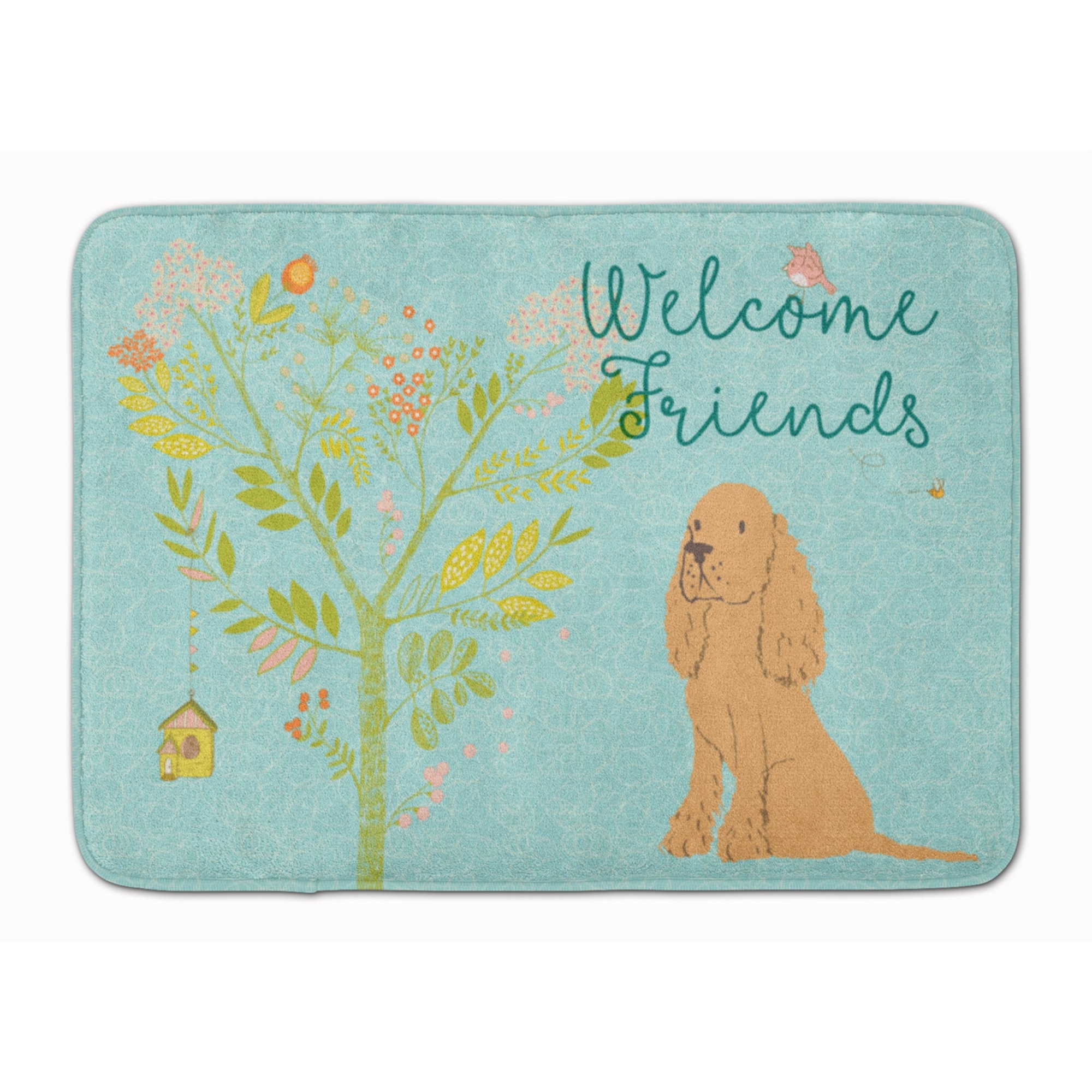 &quotCaroline's Treasures Welcome Friends Buff Cocker Spaniel Floor Mat, 19"" H x 27"" W, Multicolor"