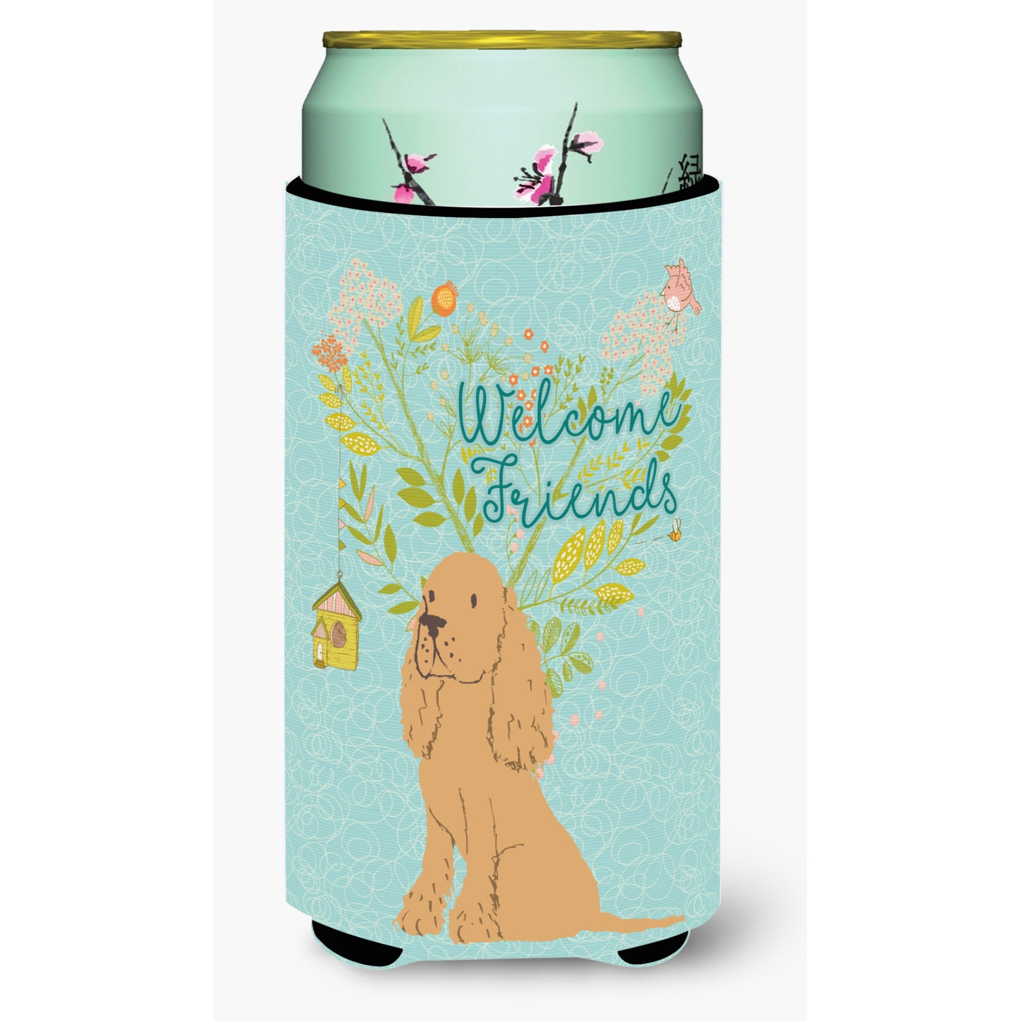 &quotCaroline's Treasures Welcome Friends Buff Cocker Spaniel Decorative Can Hugger, Tall Boy, Multicolor"