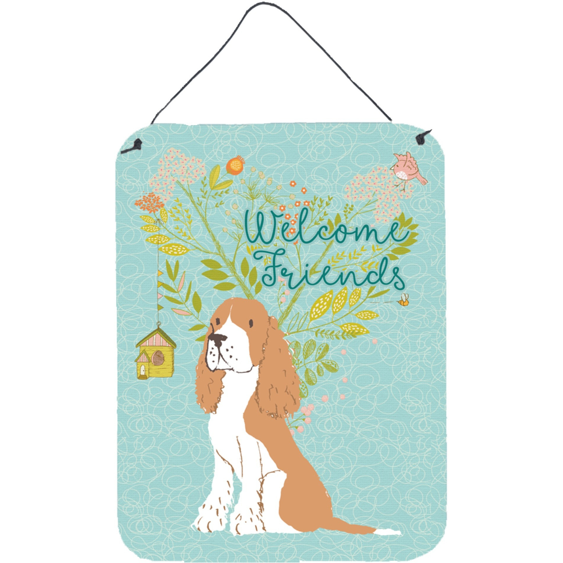 &quotCaroline's Treasures Welcome Friends Gold Springer Spaniel Metal Print, 16h x 12w, Multicolor"