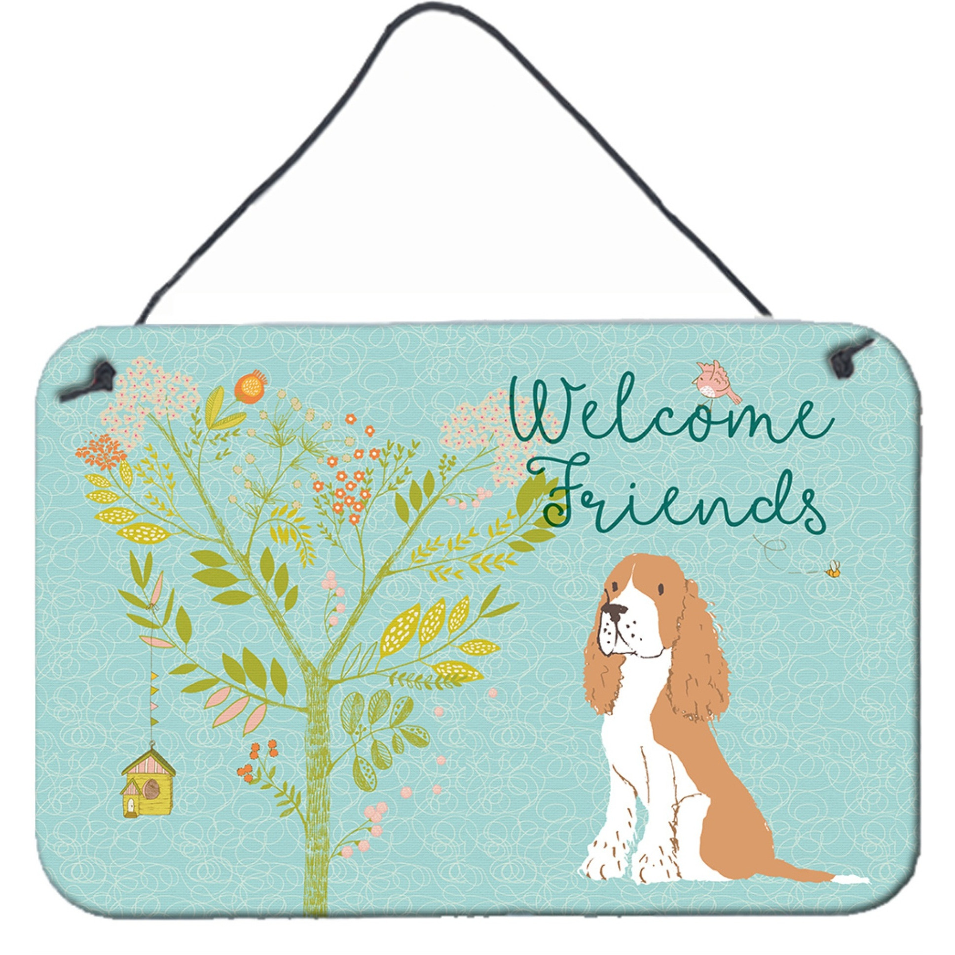 &quotCaroline's Treasures Welcome Friends Gold Springer Spaniel Metal Print, 8hx12w, Multicolor"