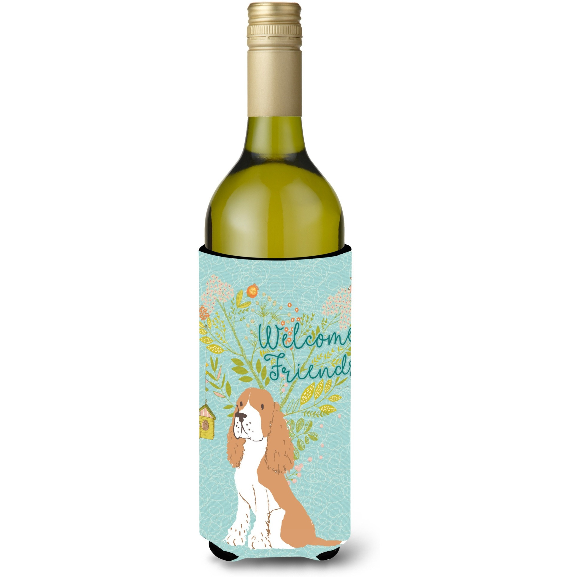&quotCaroline's Treasures Welcome Friends Gold Springer Spaniel Decorative Bottle Hugger, 750 ml, Multicolor"