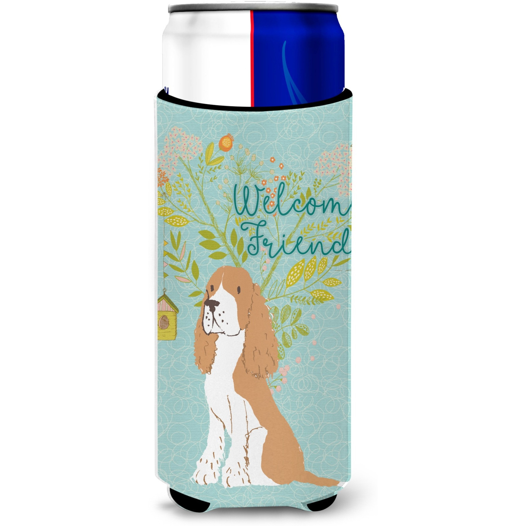 &quotCaroline's Treasures Welcome Friends Gold Springer Spaniel Decorative Can Hugger, Multicolor"