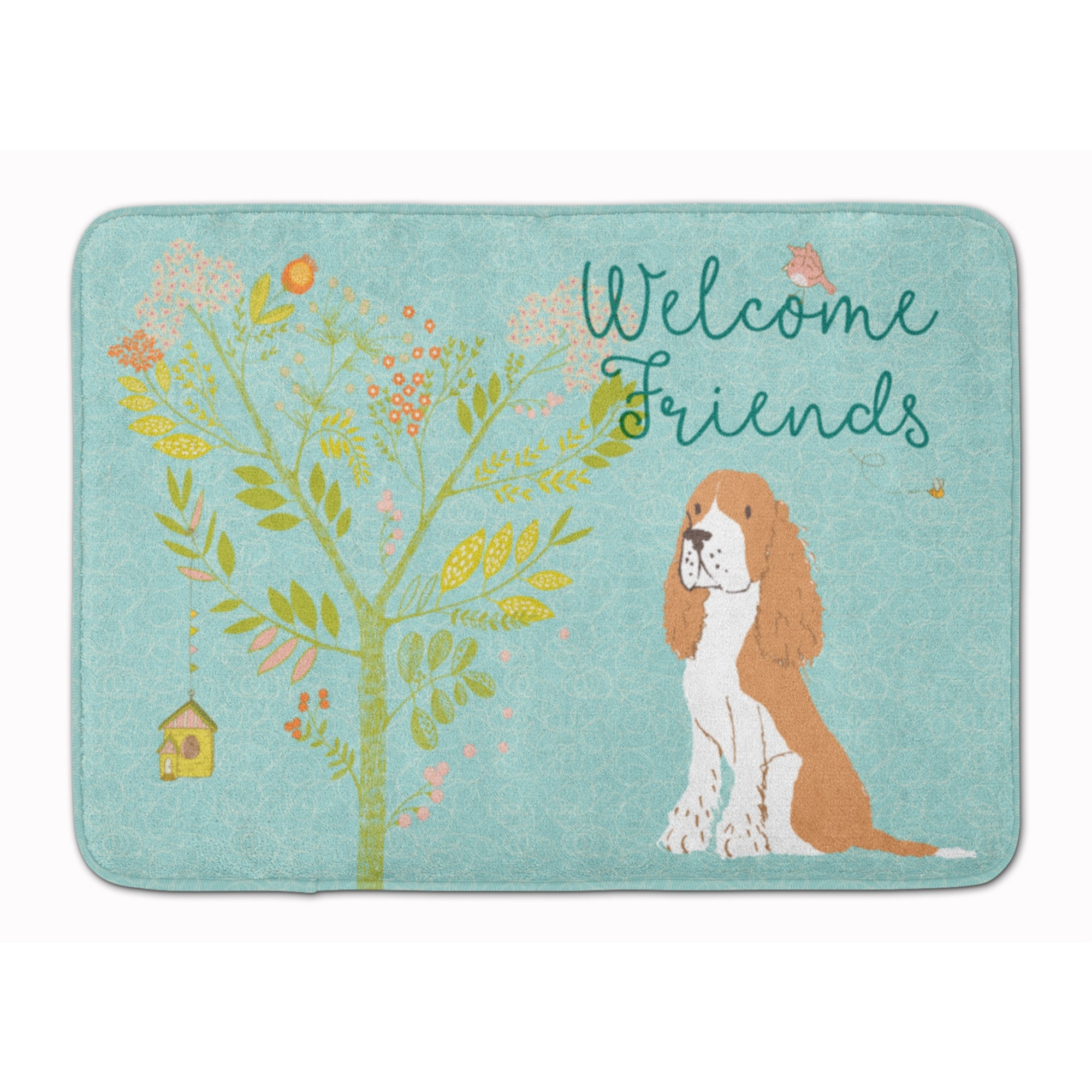 &quotCaroline's Treasures Welcome Friends Gold Springer Spaniel Floor Mat, 19hx27w, Multicolor"