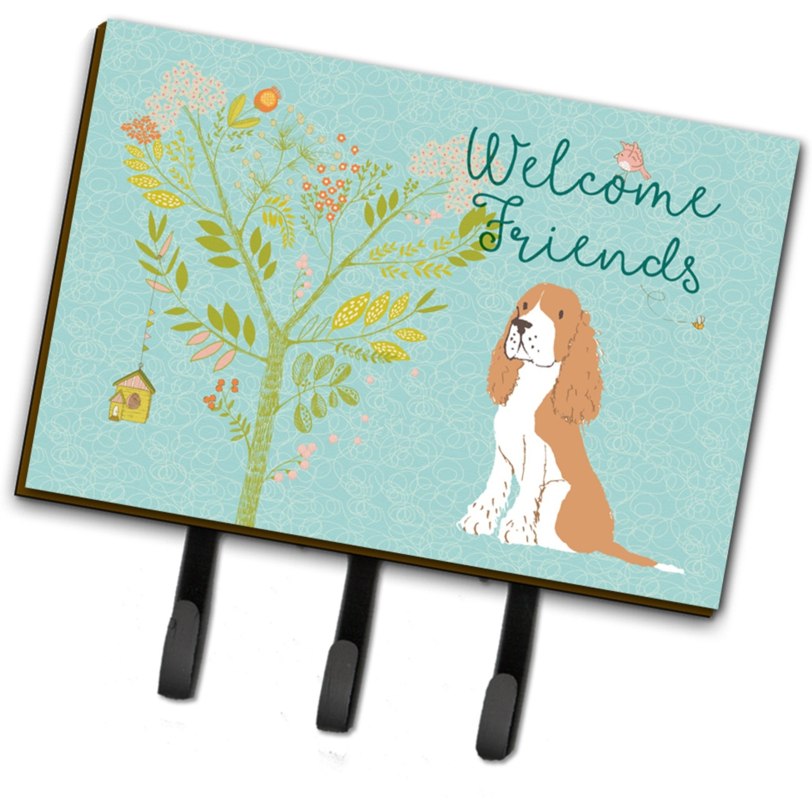 &quotCaroline's Treasures Welcome Friends Gold Springer Spaniel Wall Hook, Triple, Multicolor"