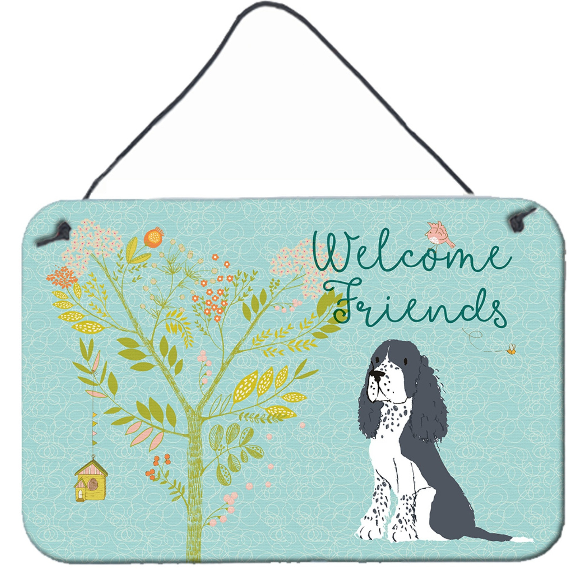 &quotCaroline's Treasures Welcome Friends Black Springer Spaniel Metal Print, 8hx12w"