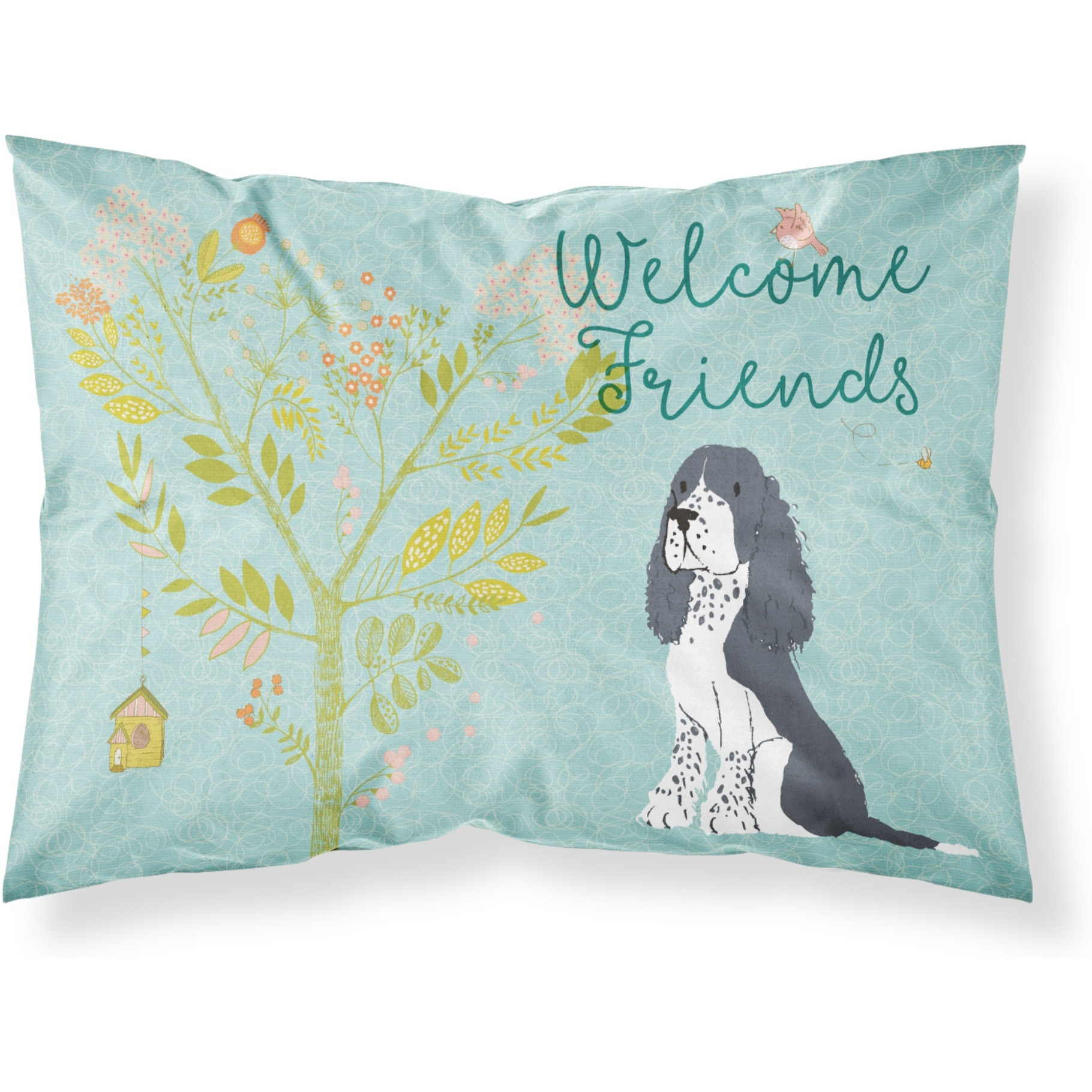 &quotCaroline's Treasures "&quotWelcome Friends Black Springer Spaniel"" Printed, Polyester Envelope Closure pillowcase, Standard, Multicolor"