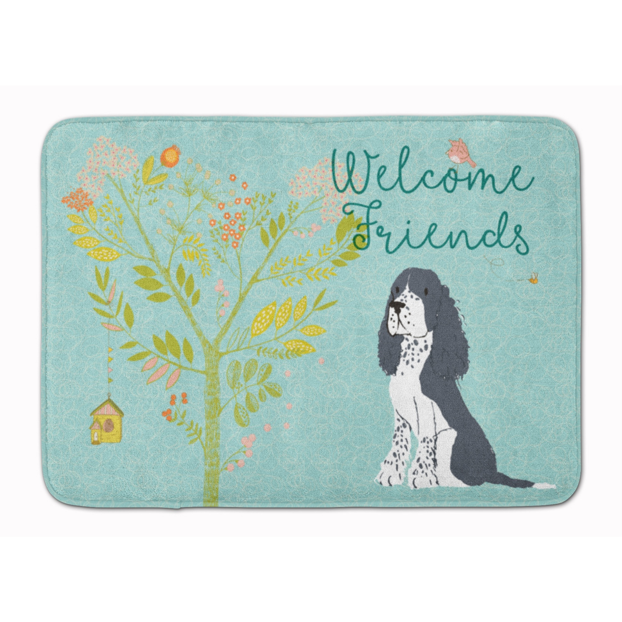 &quotCaroline's Treasures Welcome Friends Black Springer Spaniel Floor Mat, 19"" H x 27"" W, Multicolor"