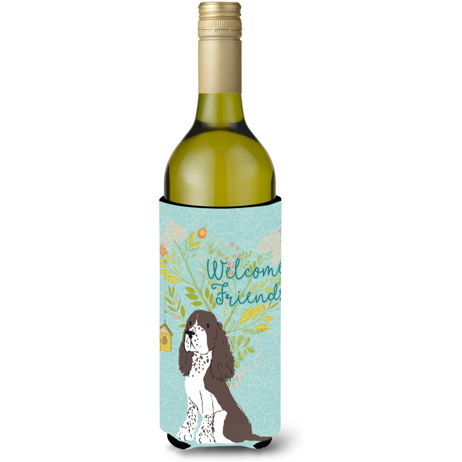 &quotCaroline's Treasures Welcome Friends Brown Springer Spaniel Decorative Bottle Hugger, 750 ml, Multicolor"