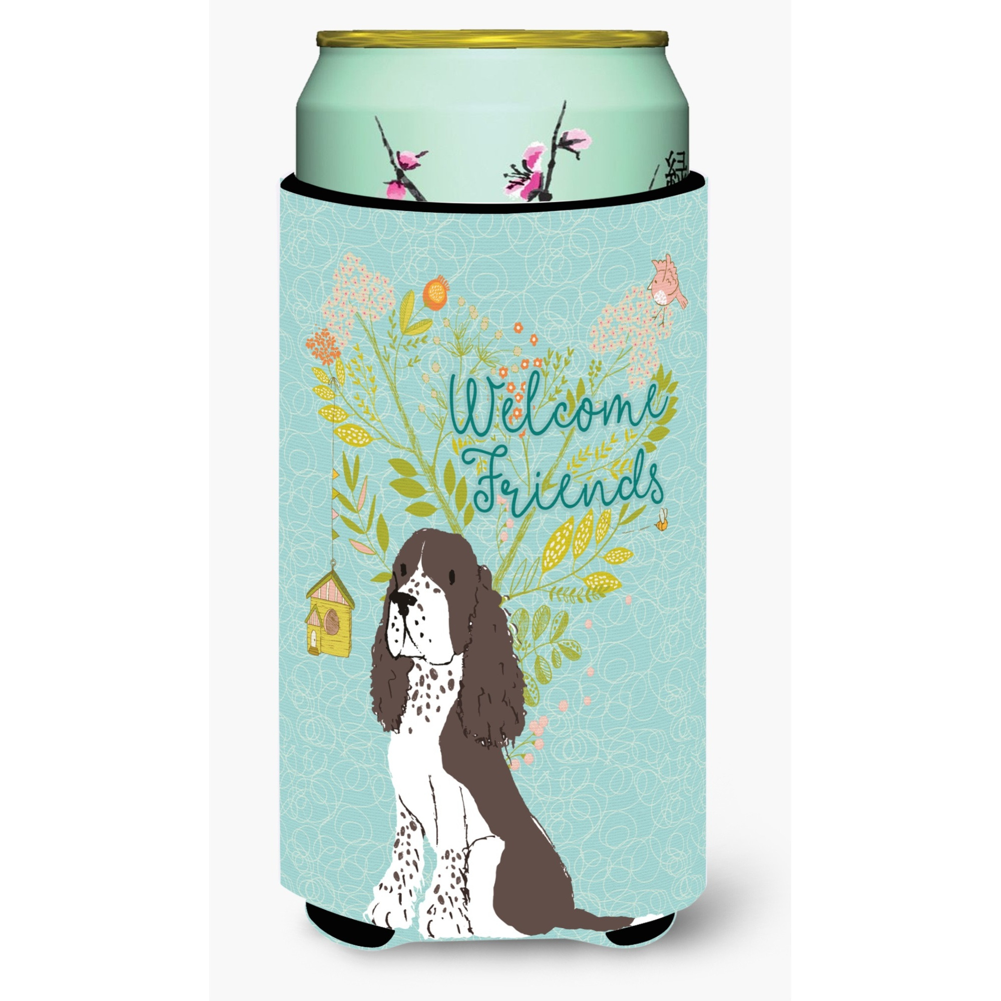 &quotCaroline's Treasures Welcome Friends Brown Springer Spaniel Decorative Can Hugger, Tall Boy, Multicolor"