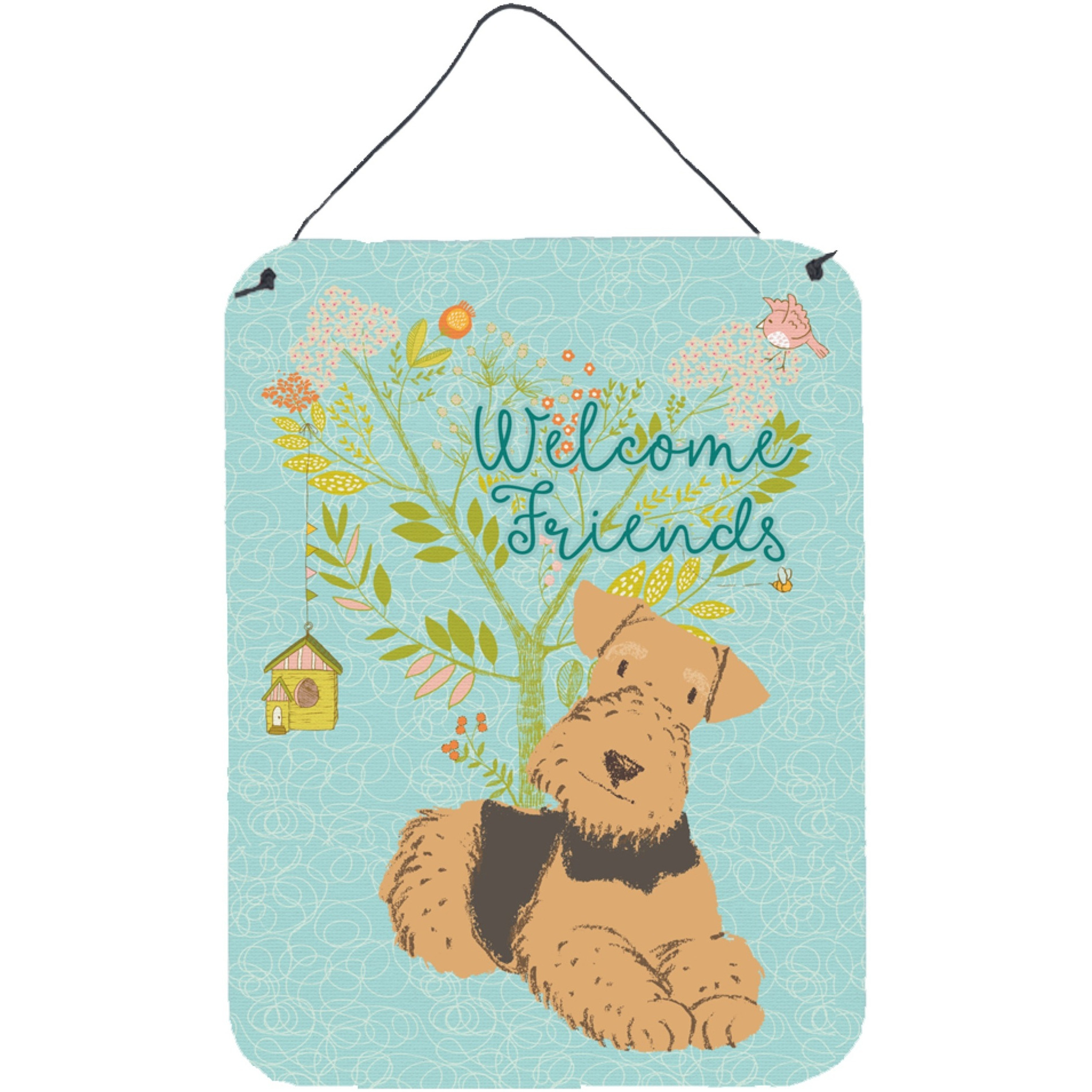&quotCaroline's Treasures Welcome Friends Airedale Terrier Metal Print, 16h x 12w, Multicolor"