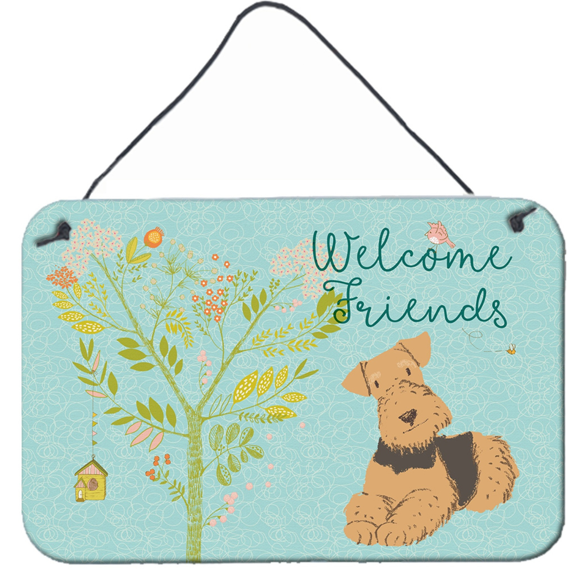 &quotCaroline's Treasures Welcome Friends Airedale Terrier Metal Print, 8hx12w, Multicolor"