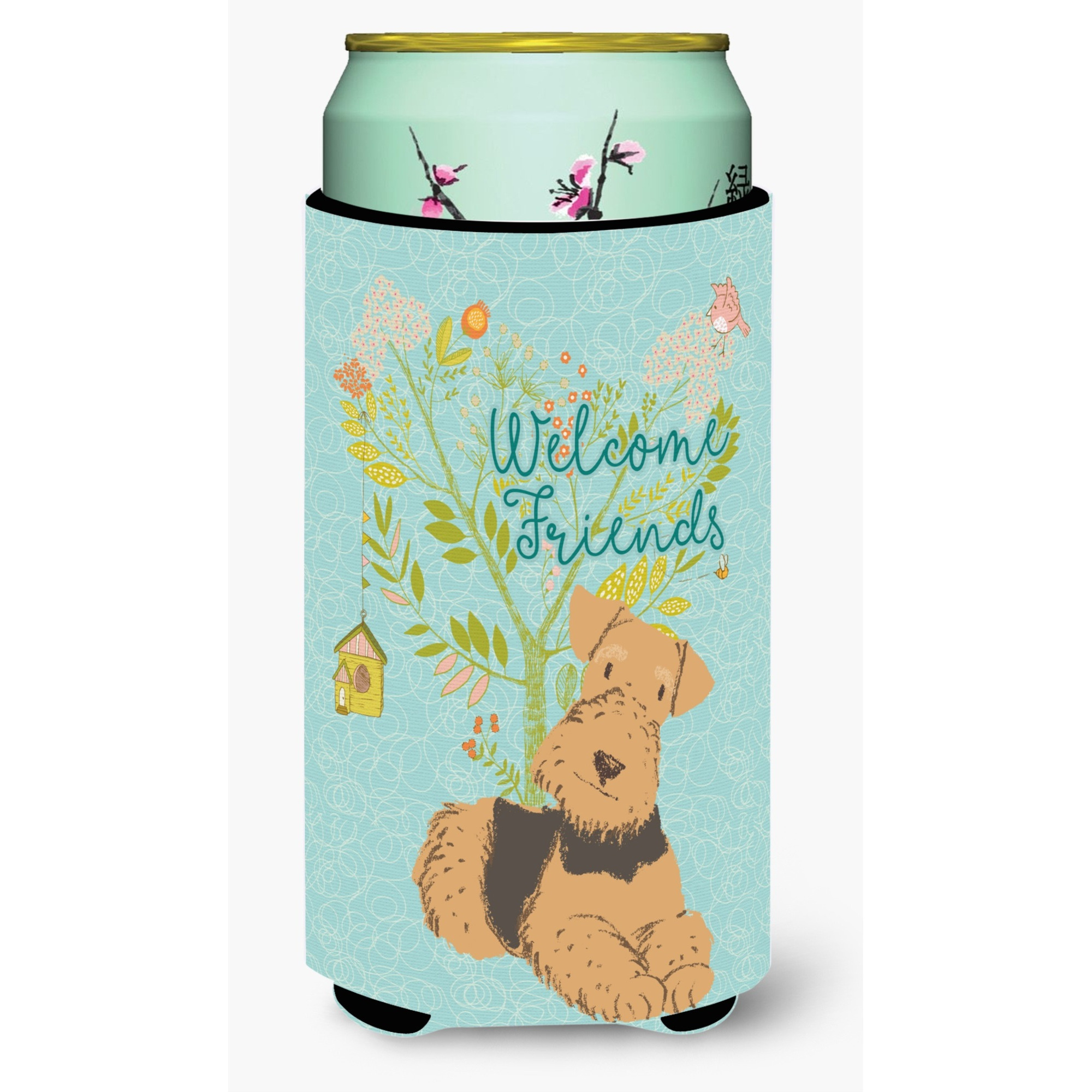 &quotCaroline's Treasures Welcome Friends Airedale Terrier Decorative Can Hugger, Tall Boy, Multicolor"