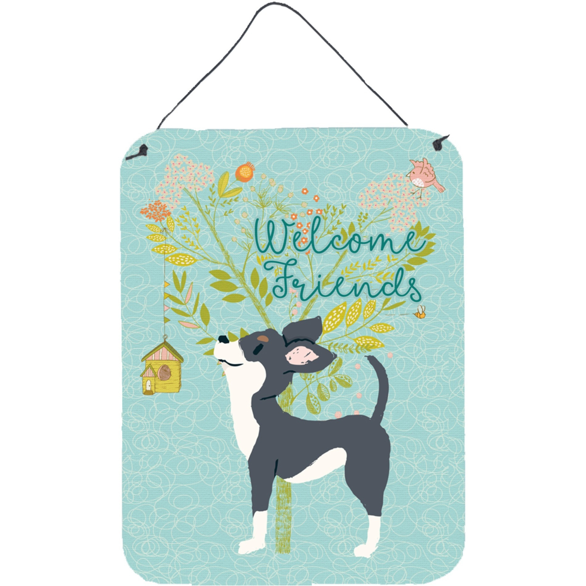 &quotCaroline's Treasures Welcome Friends Black White Chihuahua Metal Print, 16h x 12w, Multicolor"