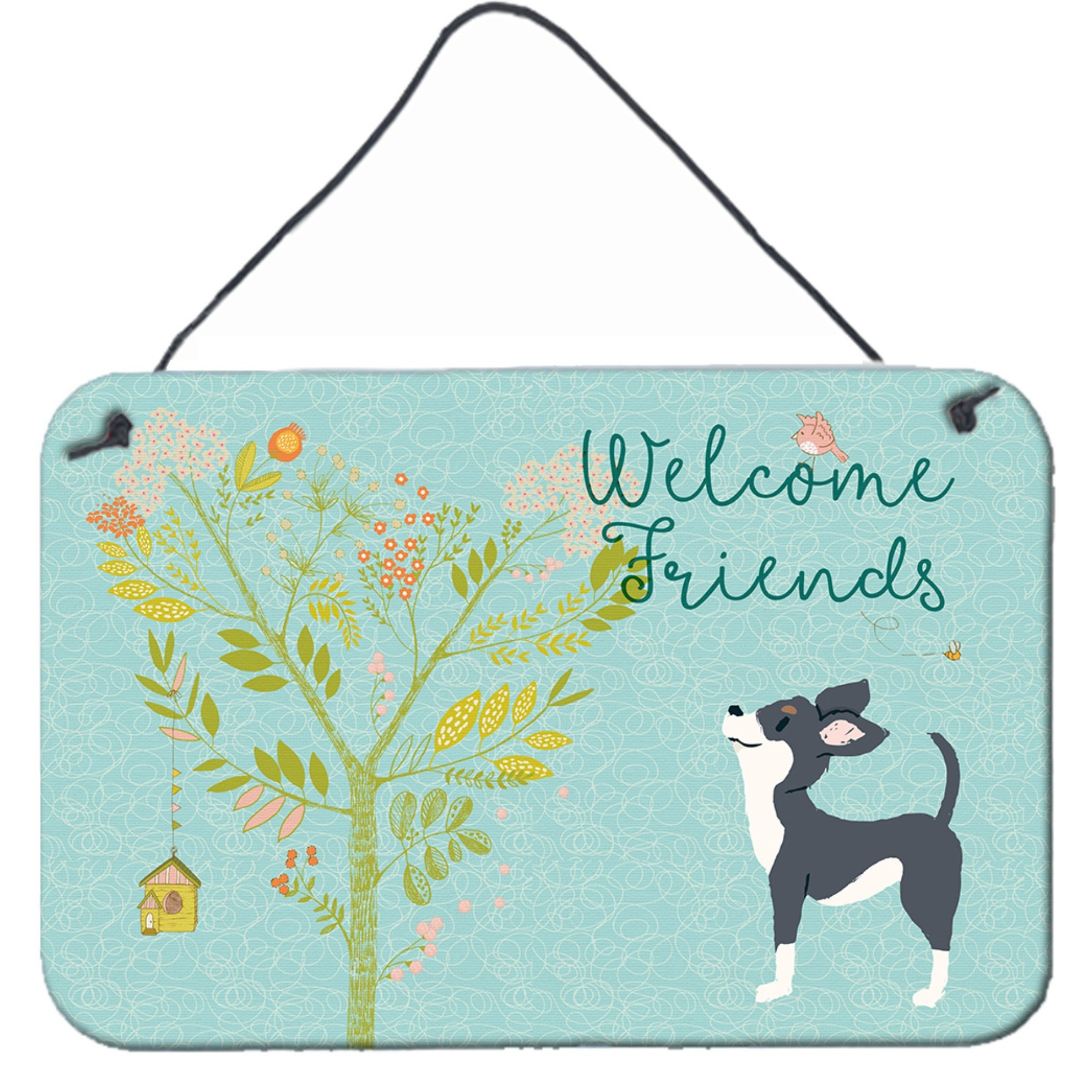 &quotCaroline's Treasures Welcome Friends Black White Chihuahua Metal Print, 8hx12w"