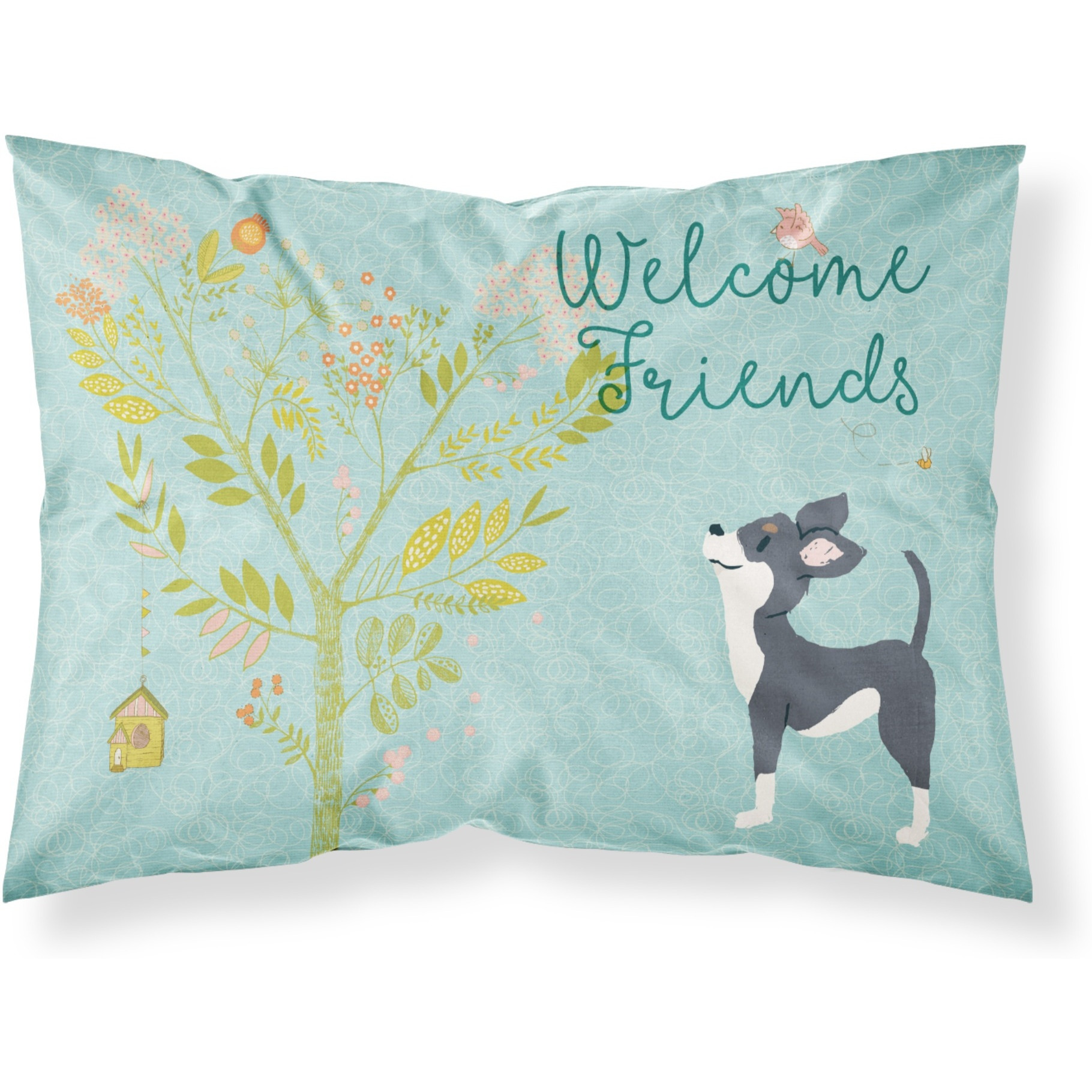 &quotCaroline's Treasures "&quotWelcome Friends Black White Chihuahua"" Printed, Polyester Envelope Closure pillowcase, Standard, Multicolor"