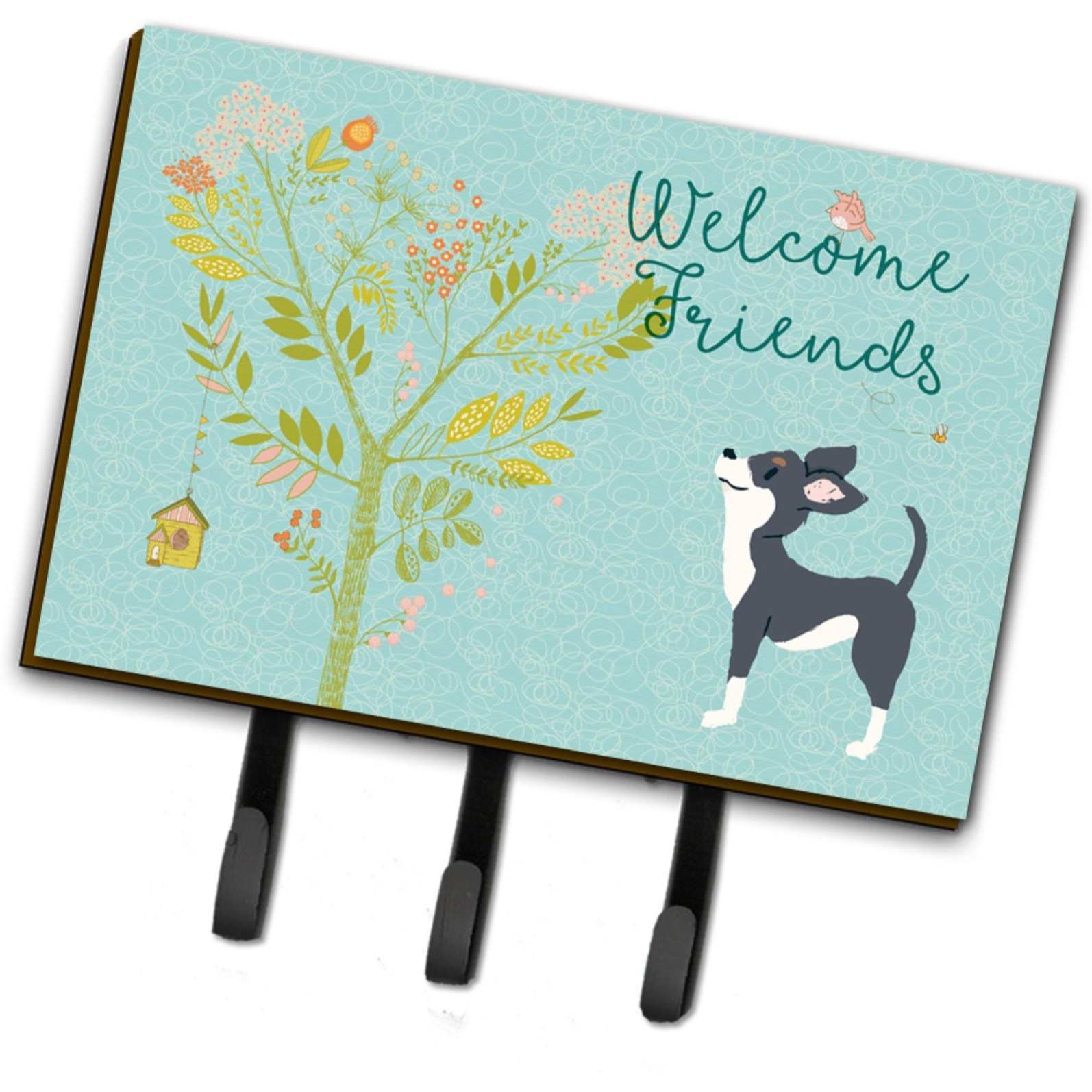 &quotCaroline's Treasures Welcome Friends Black White Chihuahua Wall Hook, Triple"