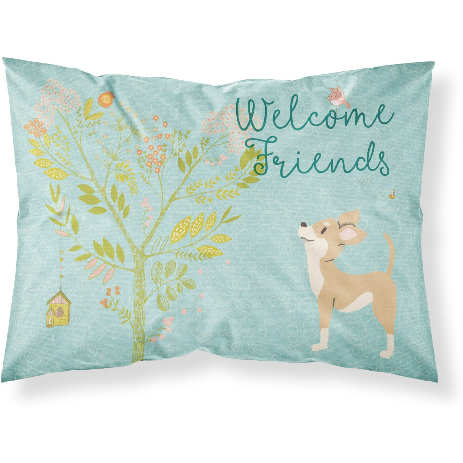 &quotCaroline's Treasures Welcome Friends Brown White Chihuahua Pillowcase, Standard"