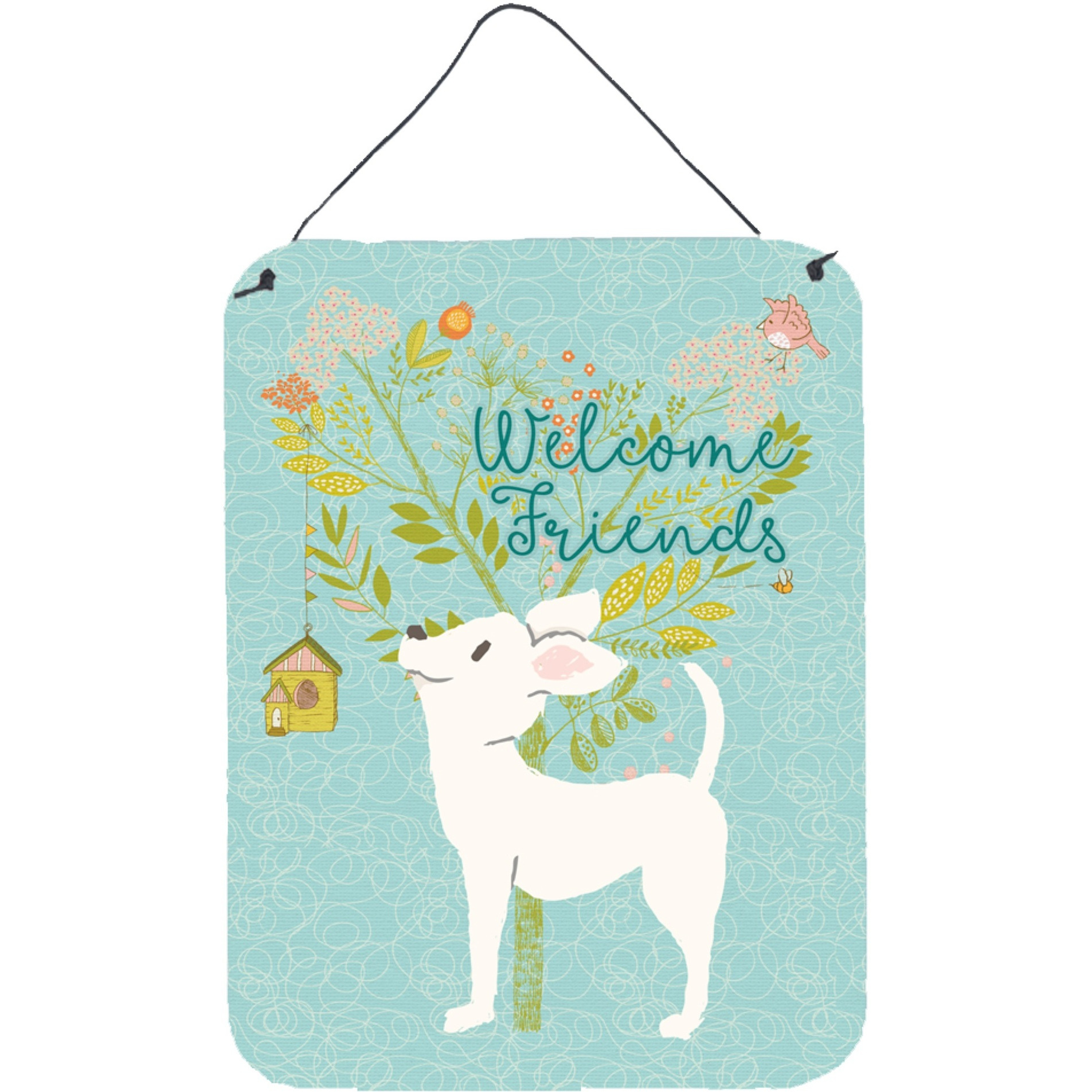 &quotCaroline's Treasures Welcome Friends White Chihuahua Metal Print, 16h x 12w, Multicolor"