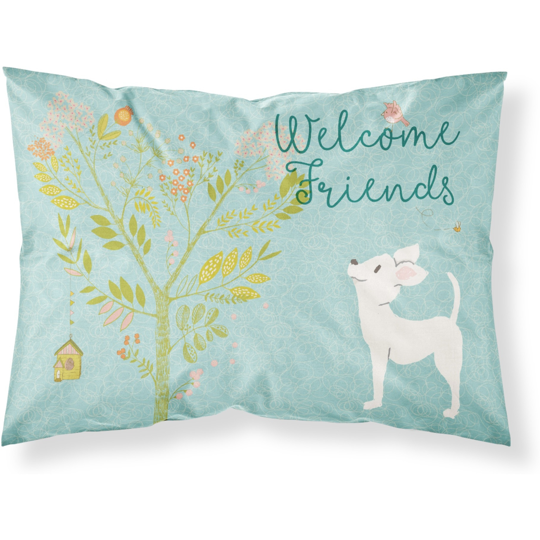 &quotCaroline's Treasures "&quotWelcome Friends White Chihuahua"" Printed, Polyester Envelope Closure pillowcase, Standard, Multicolor"