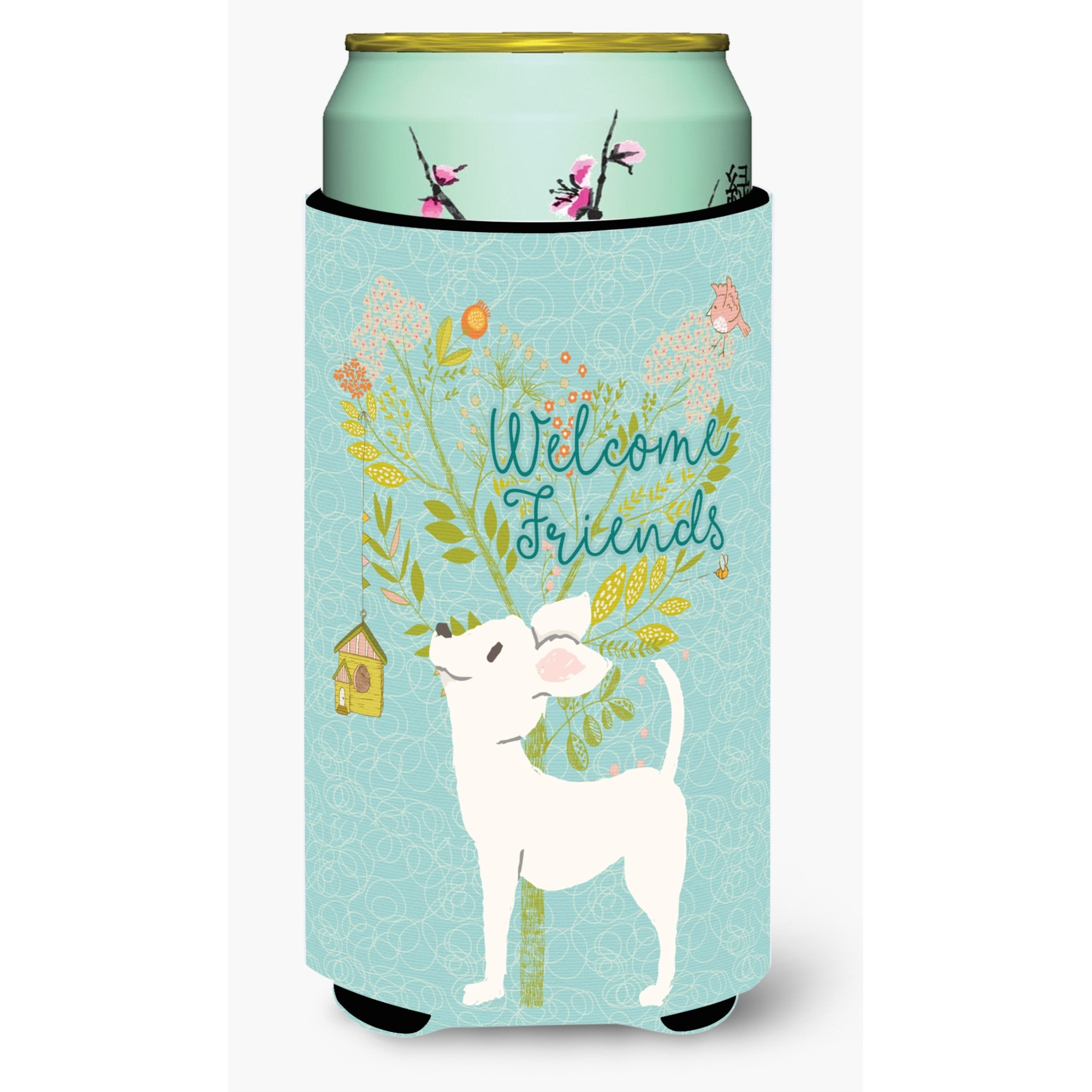 &quotCaroline's Treasures Welcome Friends White Chihuahua Decorative Can Hugger, Tall Boy, Multicolor"
