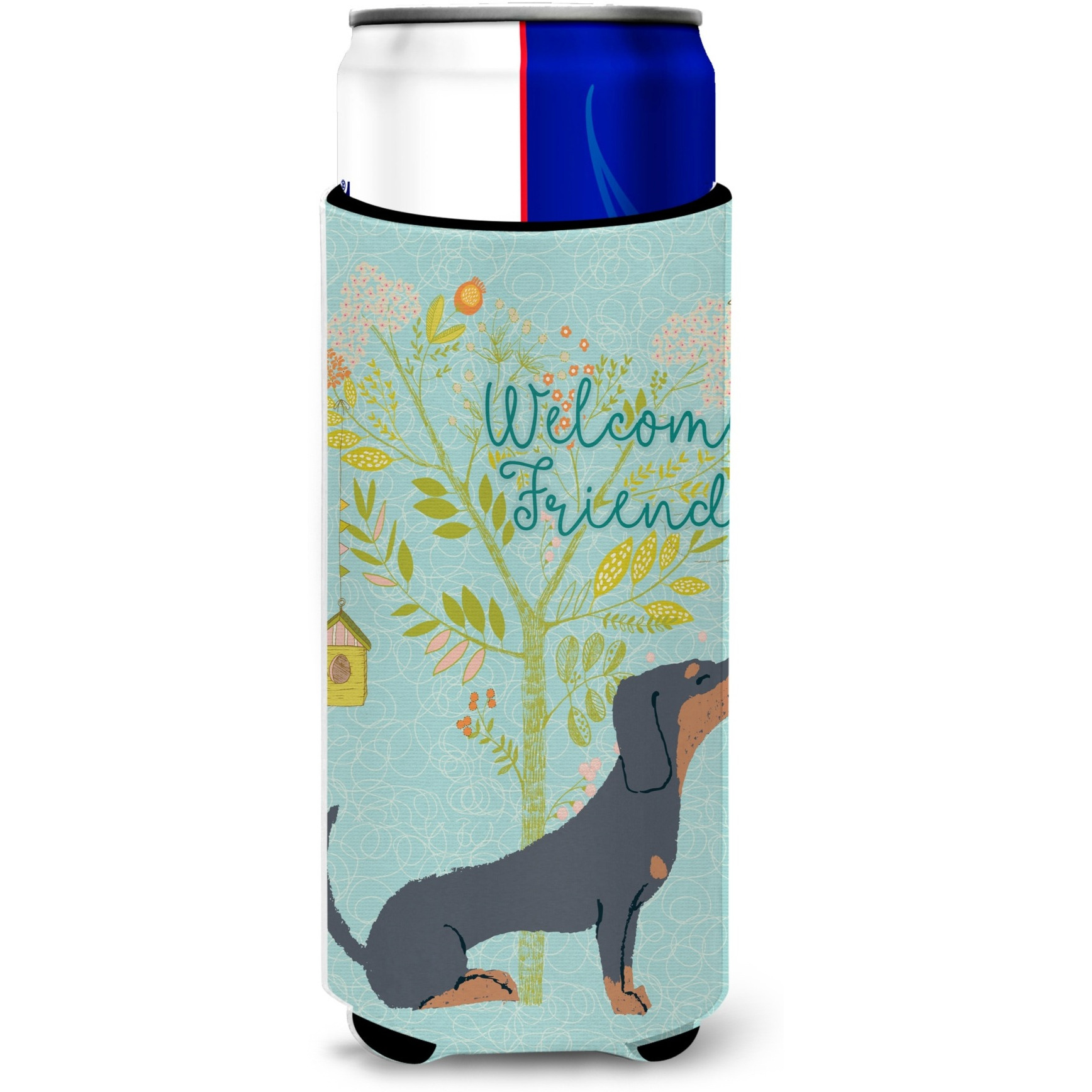 &quotCaroline's Treasures Welcome Friends Black Tan Dachshund Decorative Can Hugger, Multicolor"