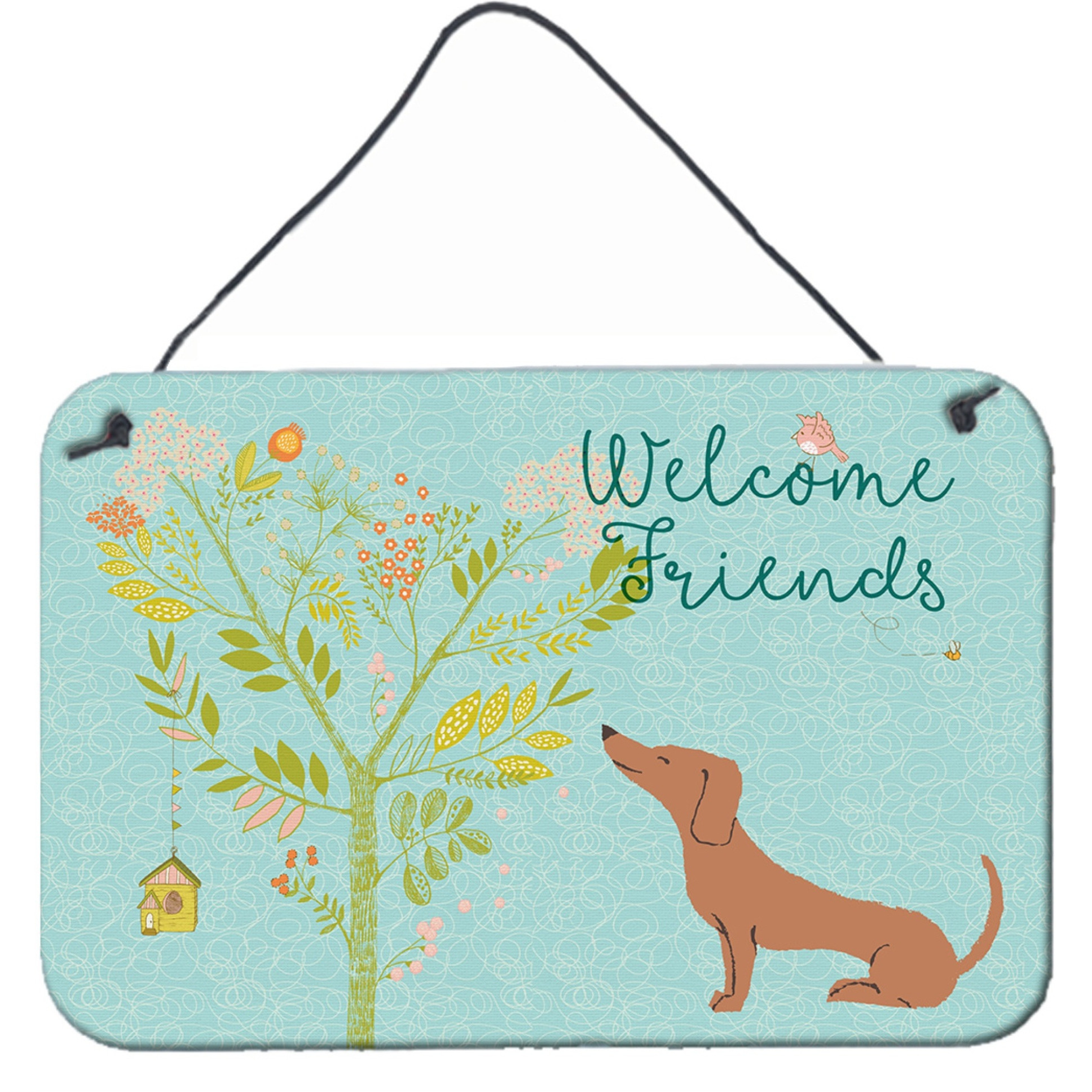 &quotCaroline's Treasures Welcome Friends Red Dachshund Metal Print, 8hx12w, Multicolor"