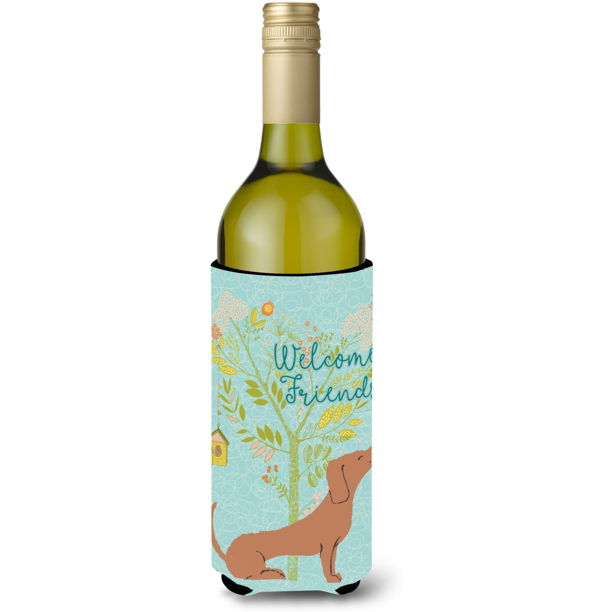 &quotCaroline's Treasures Welcome Friends Red Dachshund Decorative Bottle Hugger, 750 ml, Multicolor"