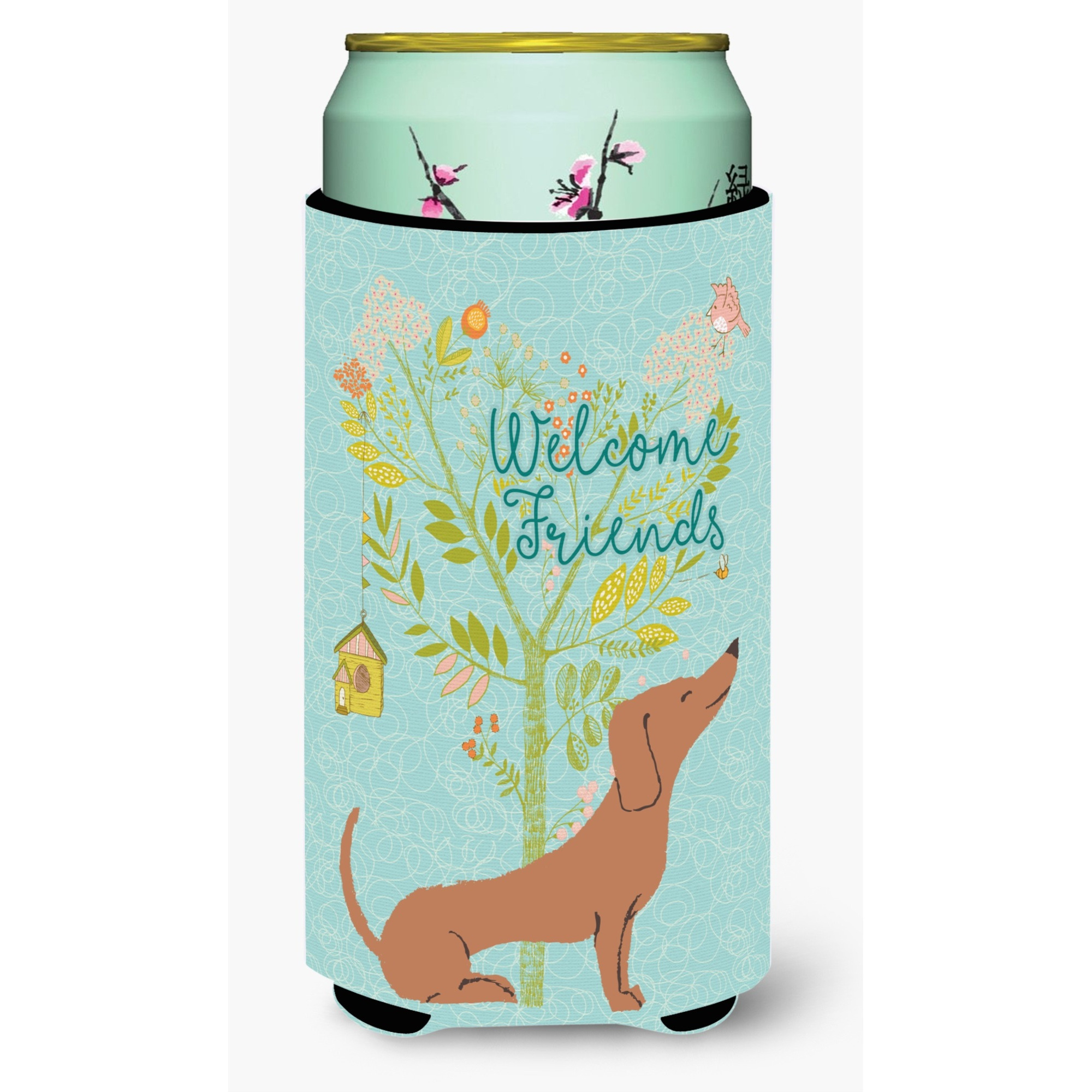 &quotCaroline's Treasures Welcome Friends Red Dachshund Decorative Can Hugger, Tall Boy, Multicolor"