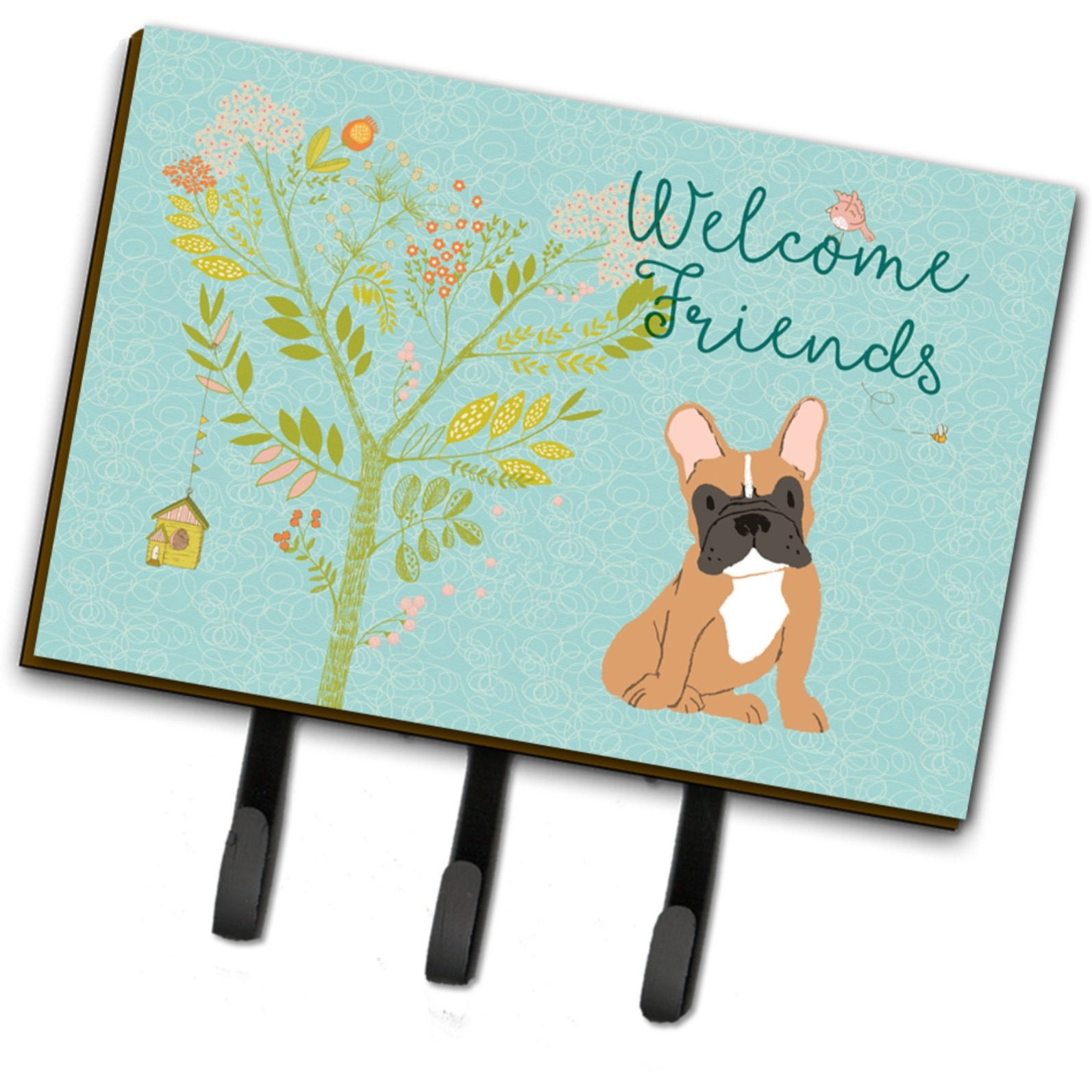 &quotCaroline's Treasures Welcome Friends Fawn French Bulldog Wall Hook, Triple"