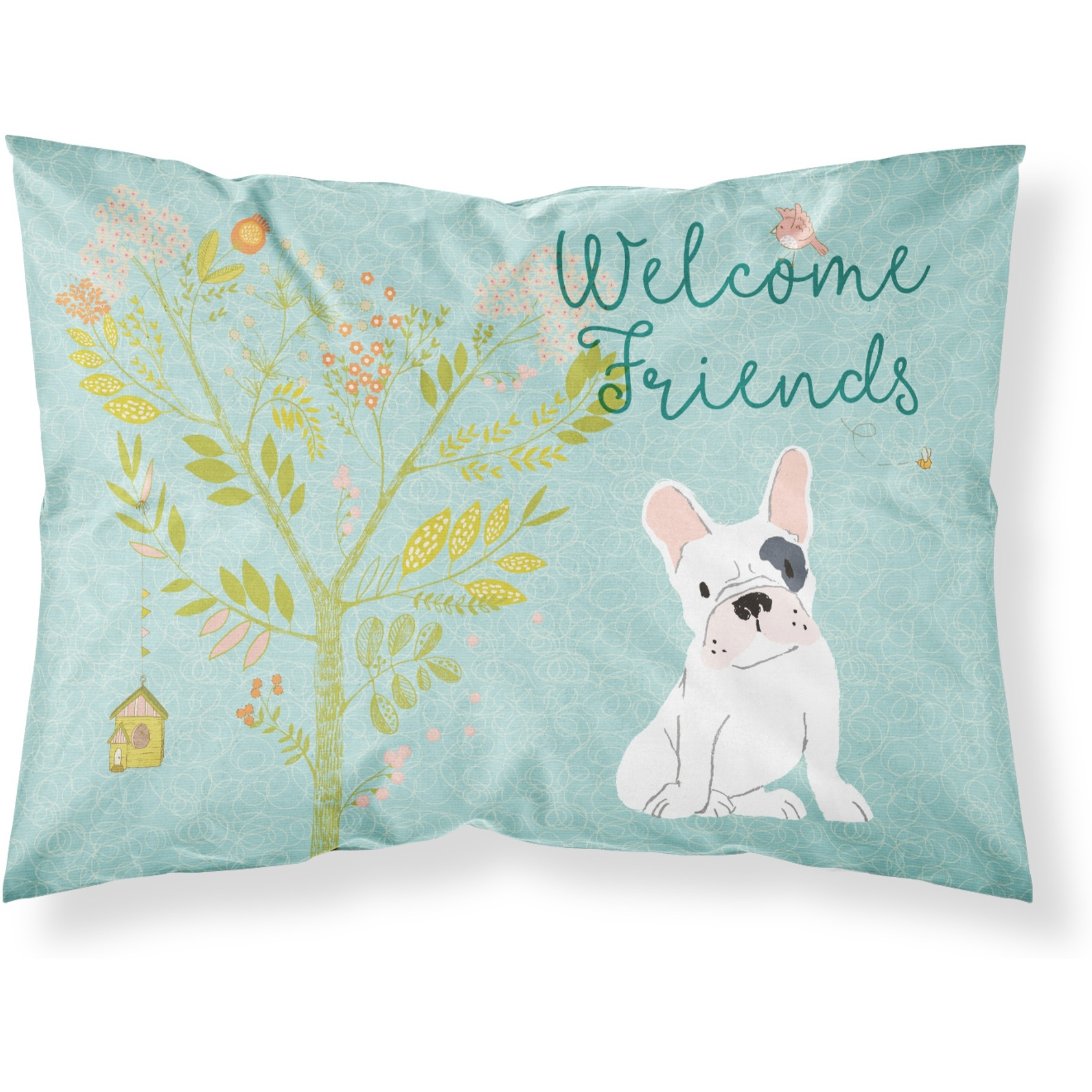 &quotCaroline's Treasures Welcome Friends Piebald French Bulldog Pillowcase, Standard"
