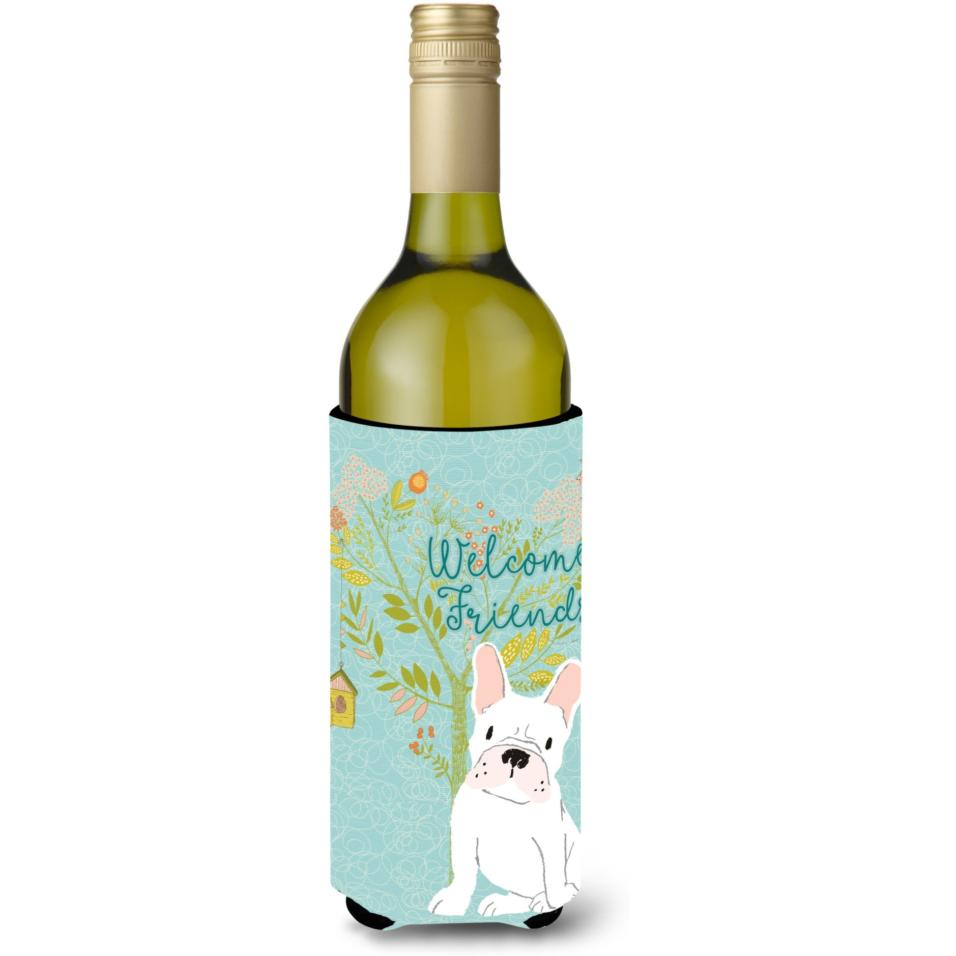 &quotCaroline's Treasures Welcome Friends White French Bulldog Decorative Bottle Hugger, 750 ml, Multicolor"