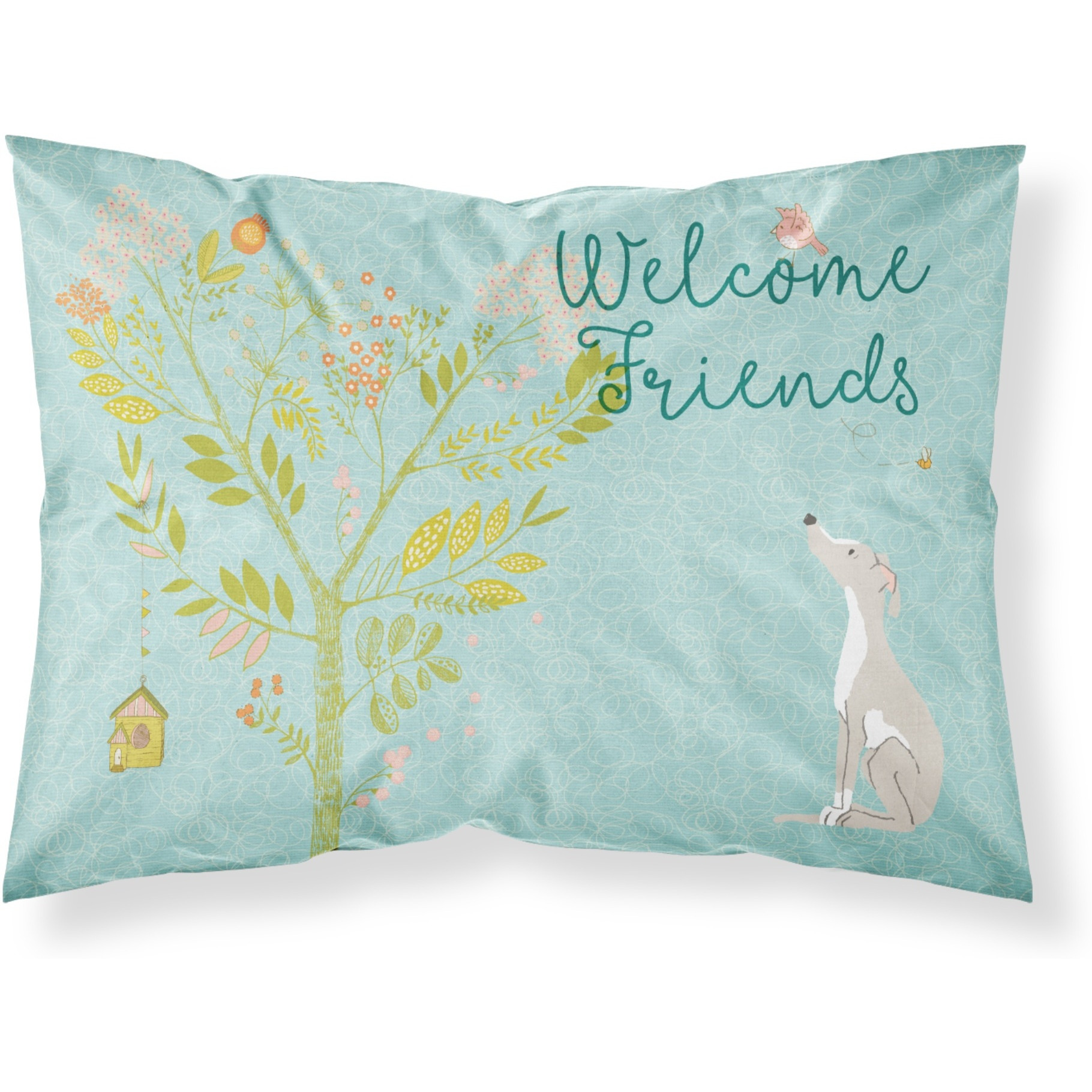 &quotCaroline's Treasures Welcome Friends Italian Greyhound Printed, Polyester, 250 Thread count, Envelope closure Pillowcase, Standard, Multicolor"