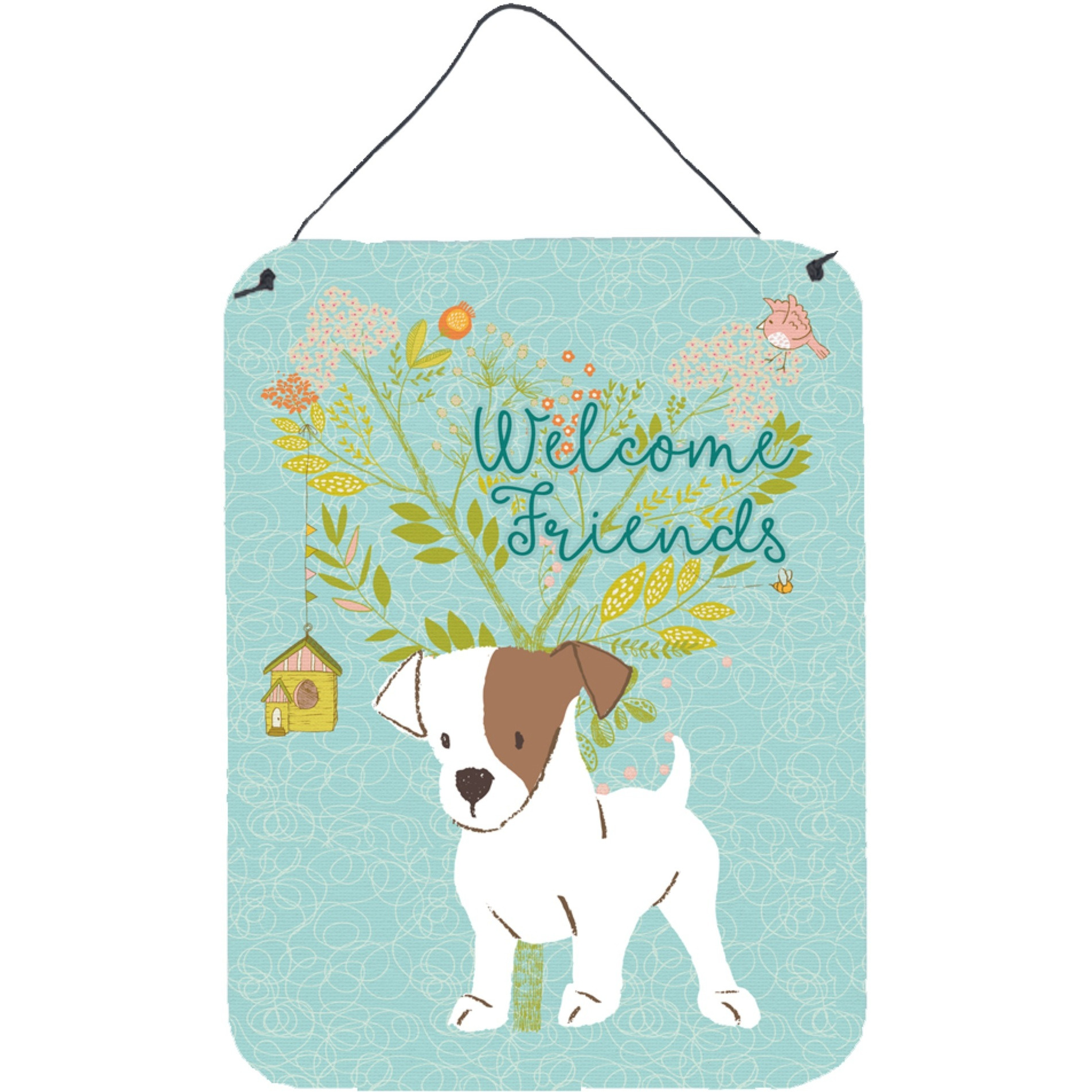&quotCaroline's Treasures Friends Welcome Jack Russell Terrier Puppy Metal Print, 16h x 12w, Multicolor"