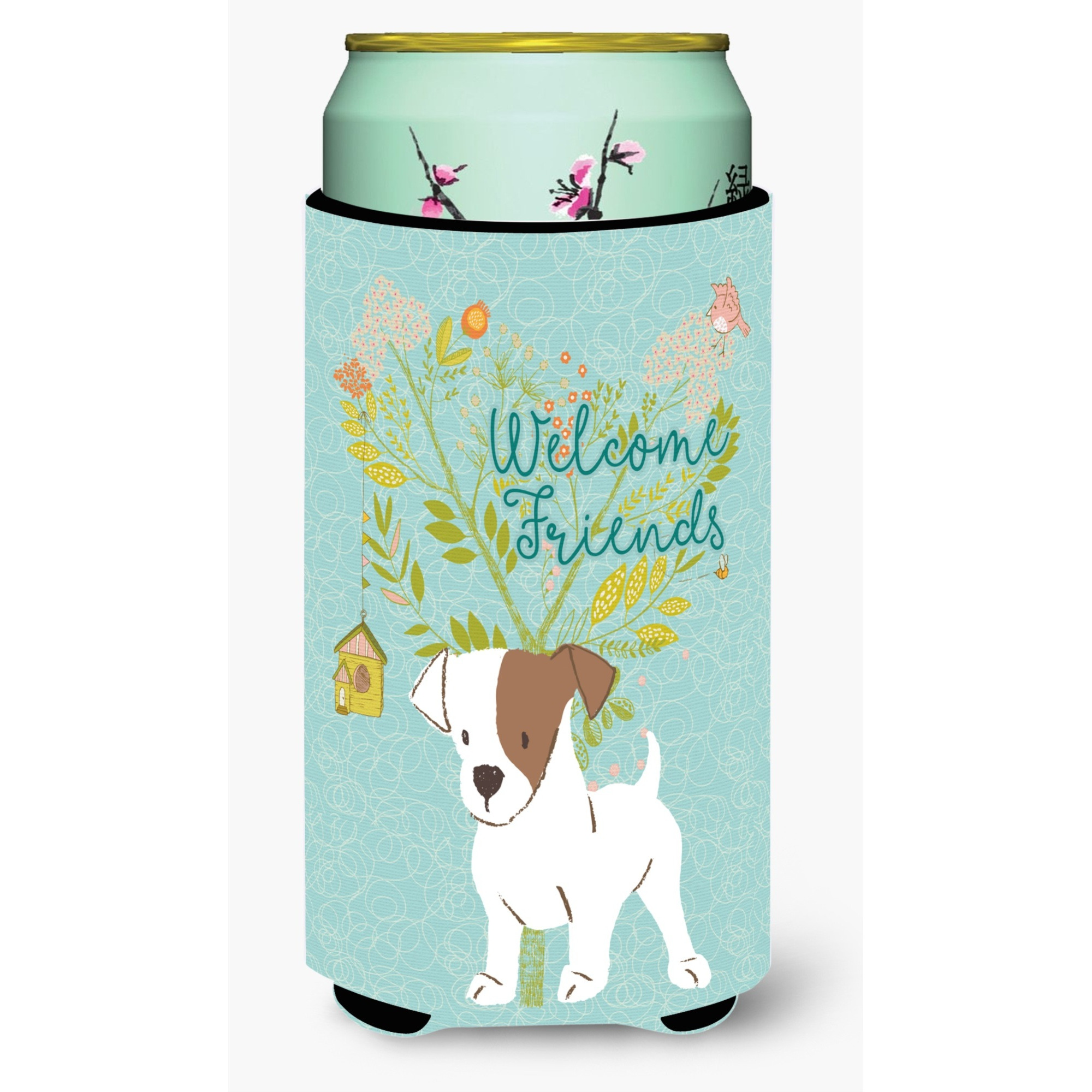 &quotCaroline's Treasures Welcome Friends Jack Russell Terrier Puppy Decorative Can Hugger, Tall Boy, Multicolor"