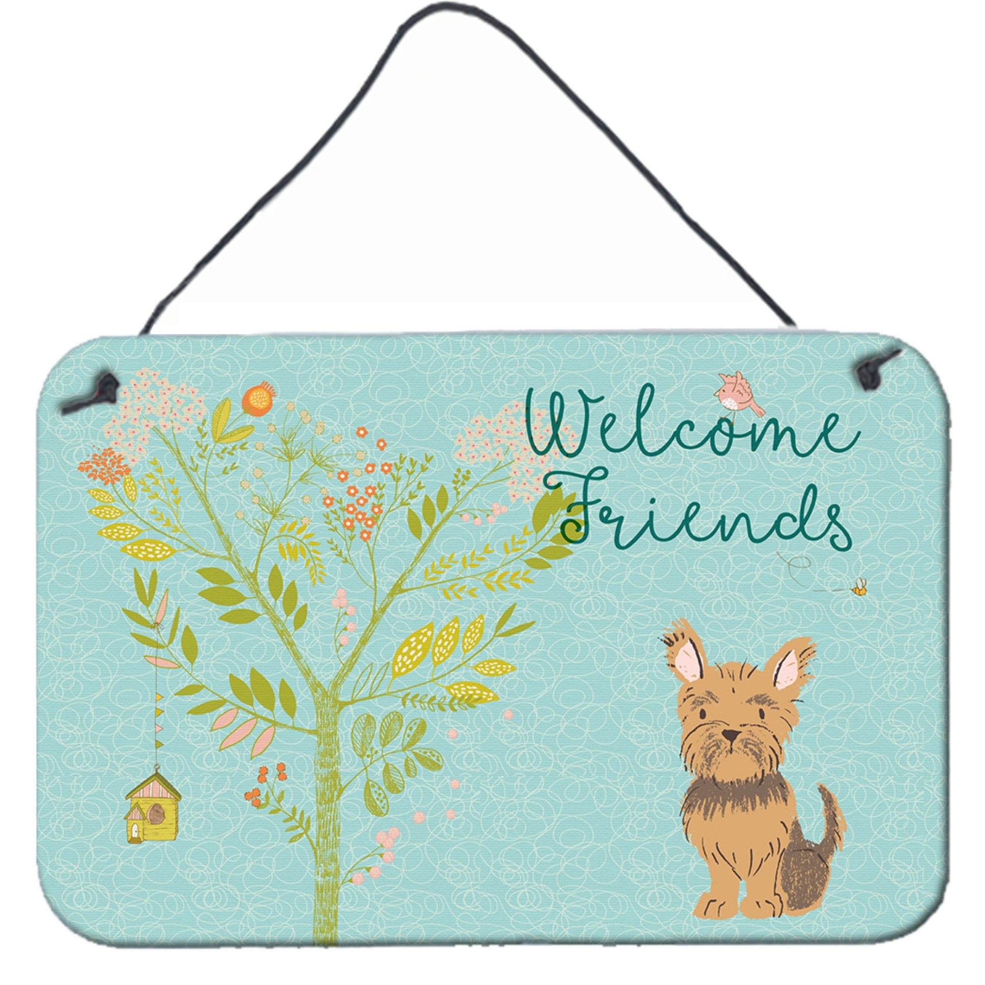 &quotCaroline's Treasures Welcome Friends Yorkie Metal Print, 8hx12w"
