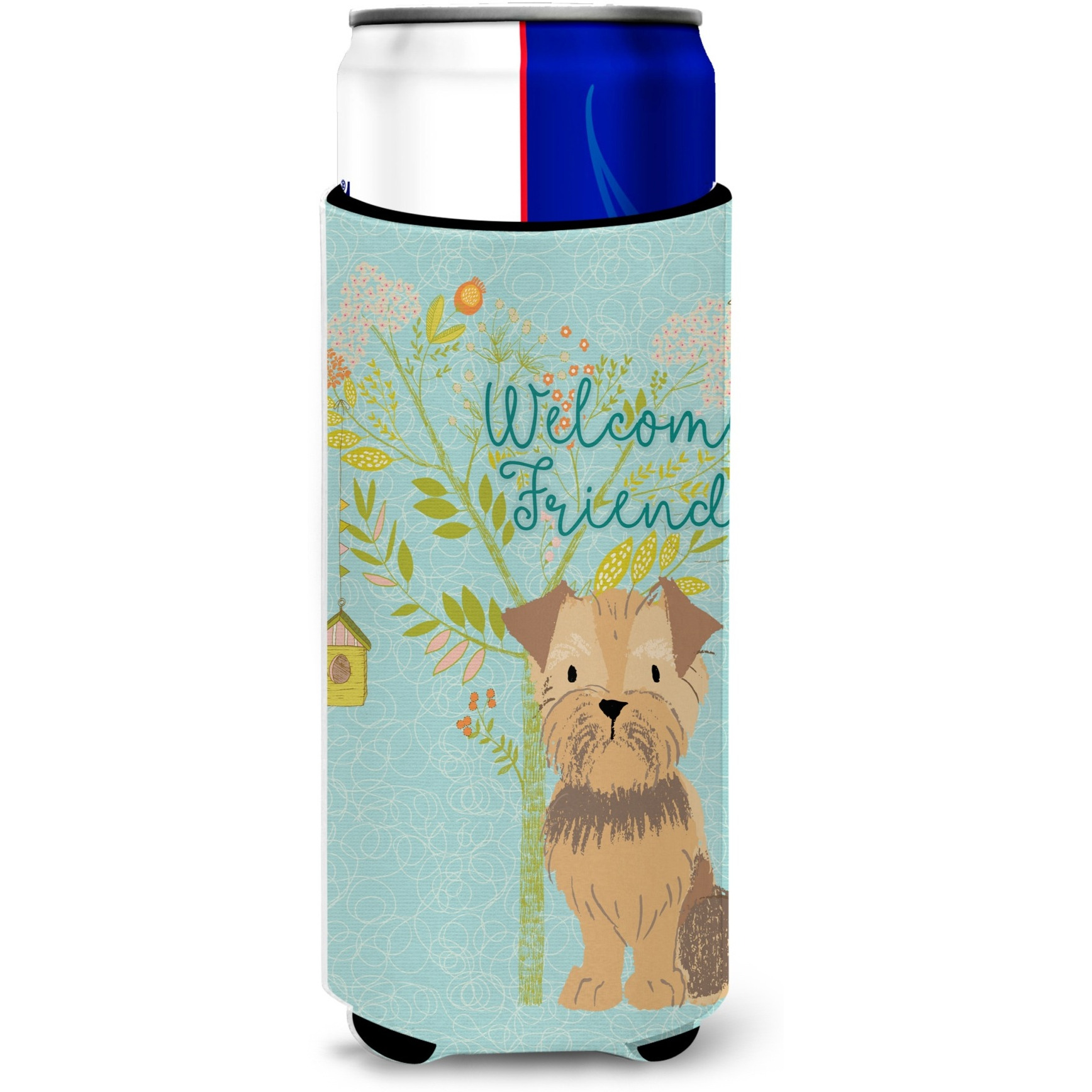&quotCaroline's Treasures Welcome Friends Yorkie Natural Ears Decorative Can Hugger, Multicolor"