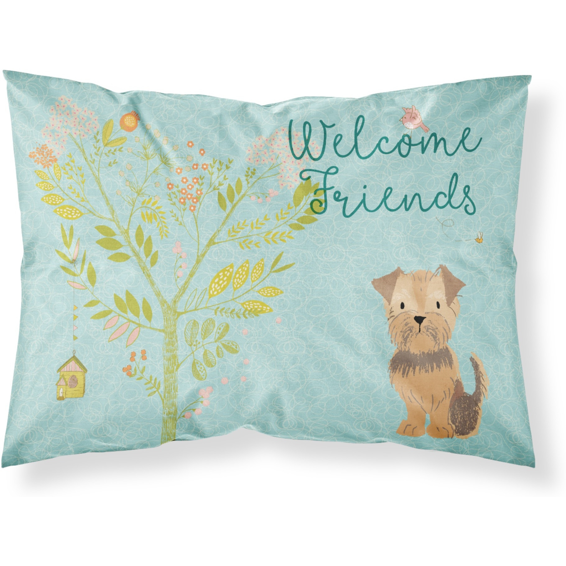 &quotCaroline's Treasures Welcome Friends Yorkie Natural Ears Printed, Polyester, 250 Thread count, Envelope closure Pillowcase, Standard, Multicolor"