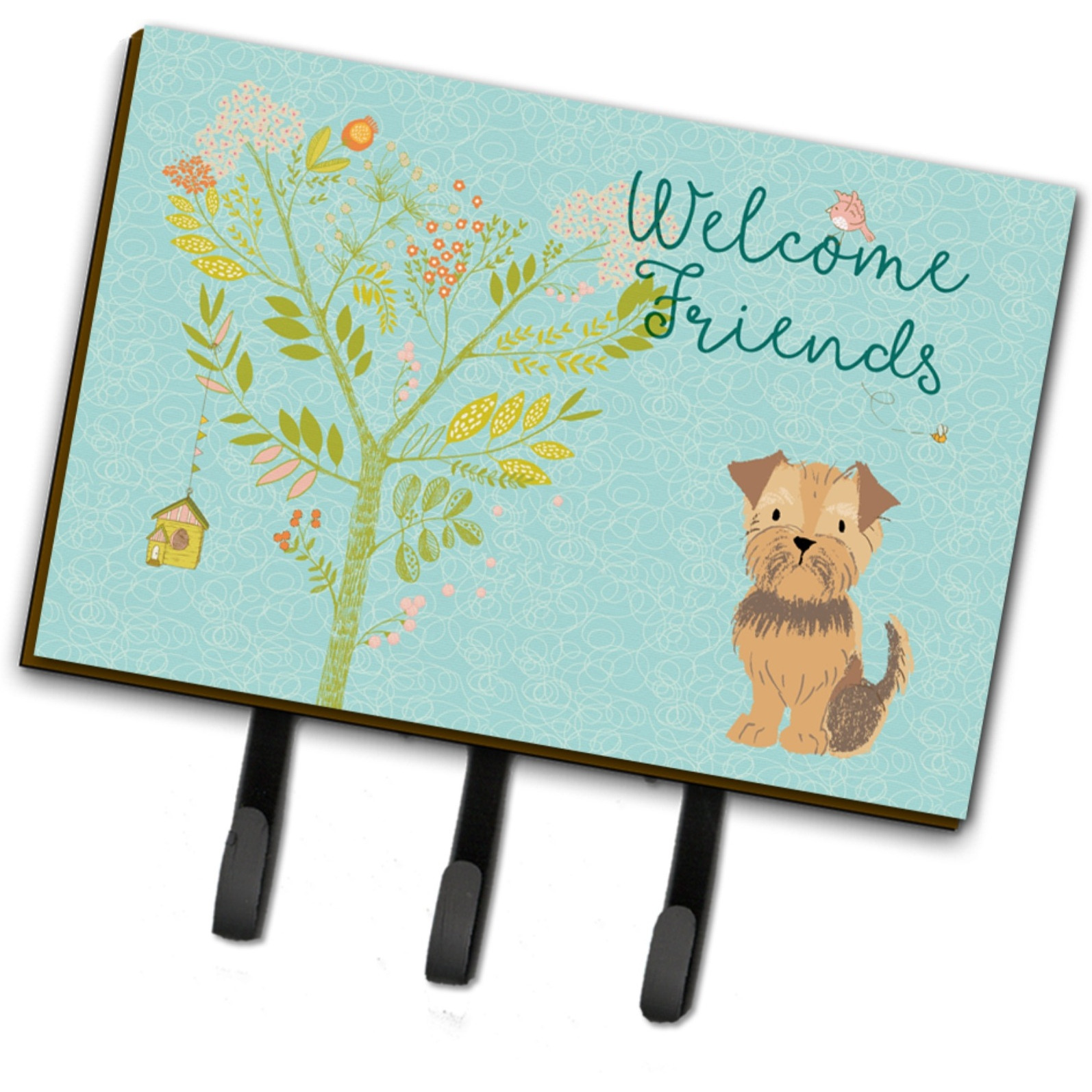 &quotCaroline's Treasures Welcome Friends Yorkie Natural Ears Wall Hook, Triple, Multicolor"