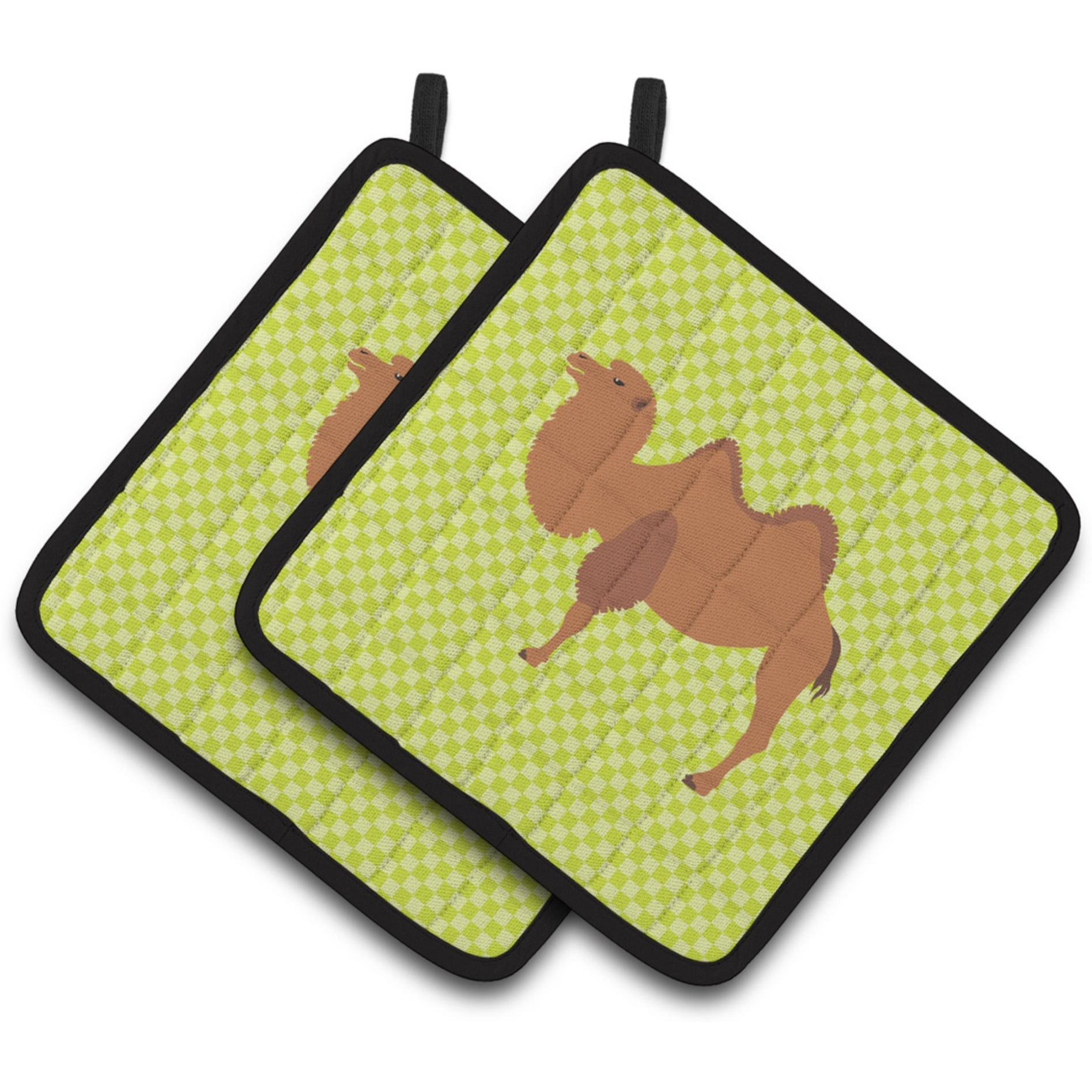 &quotCaroline's Treasures Bactrian Camel Green Decorated Pot Holder, 7.5"" x 7.5"""